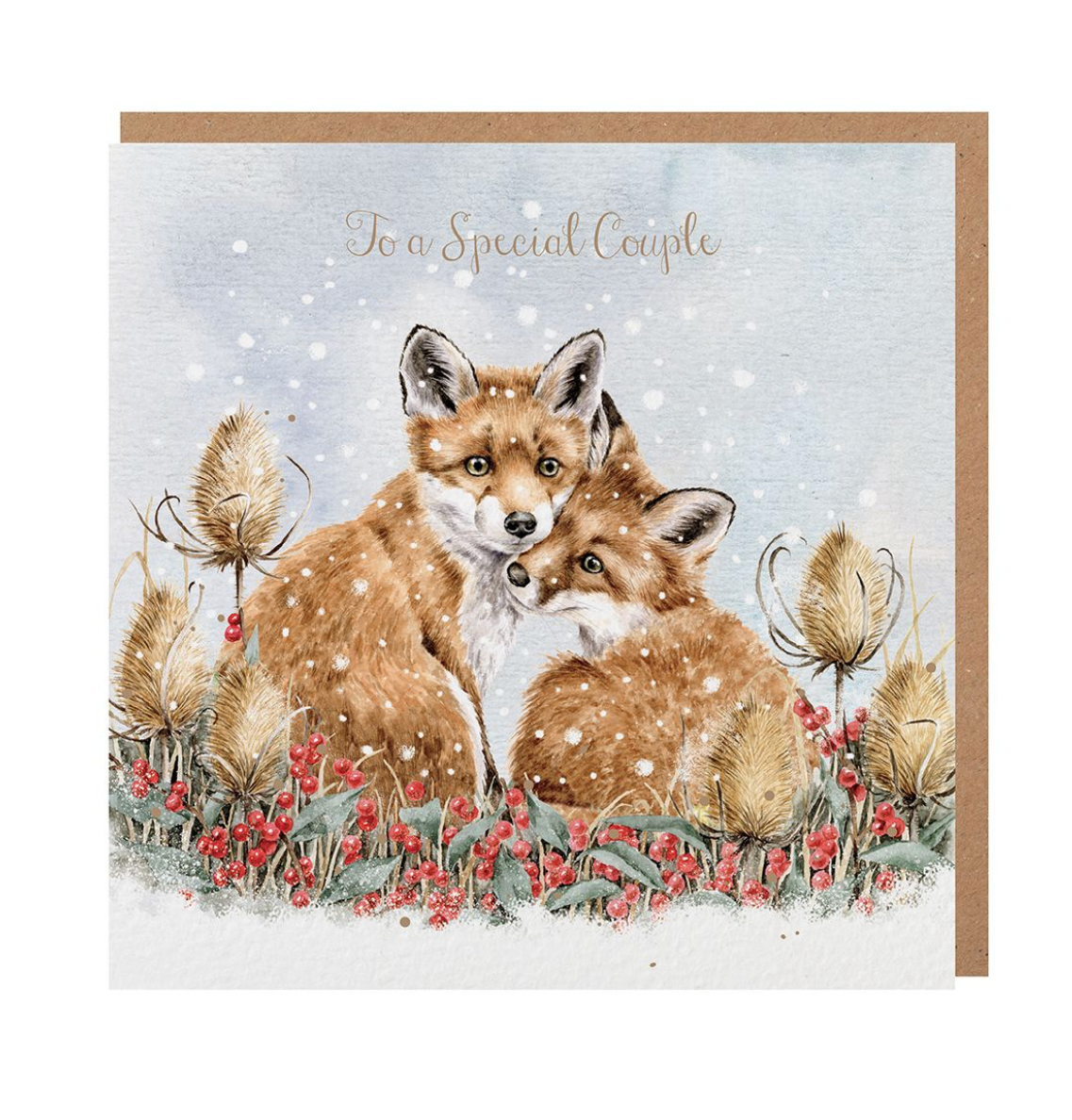 'Berries &amp; Whispers’ Gold Foiled Christmas Card - Wrendale Designs