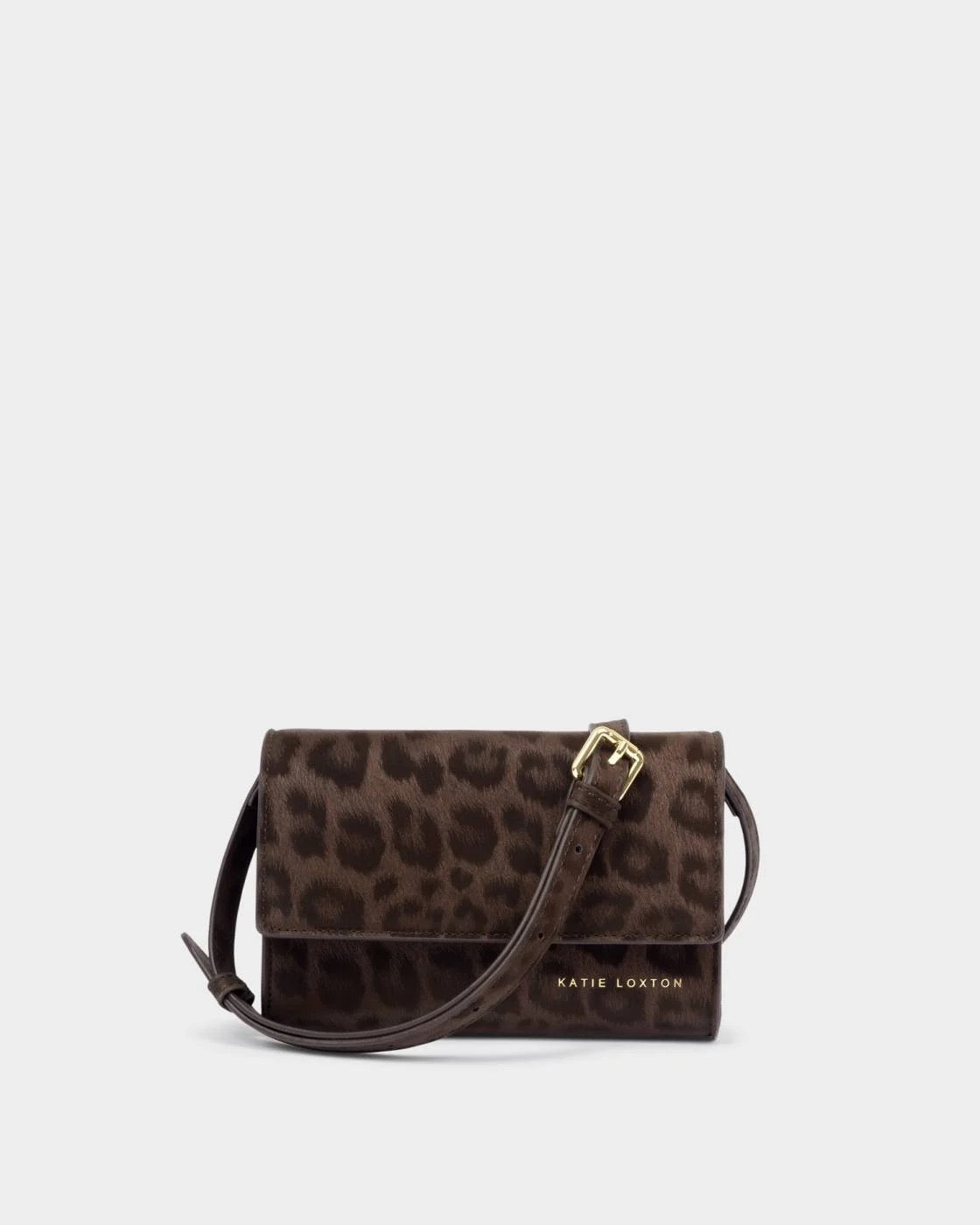 Katie Loxton - Lou - Clutch/Small Crossbody Handbag - Chocolate Leopard Print