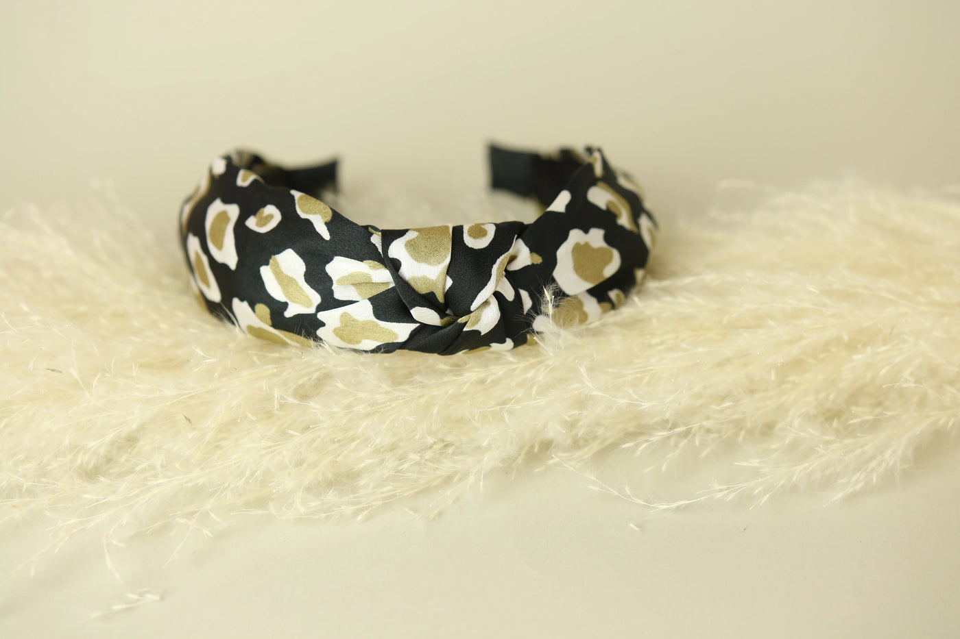 Alicia Black Leopard Silky Headband