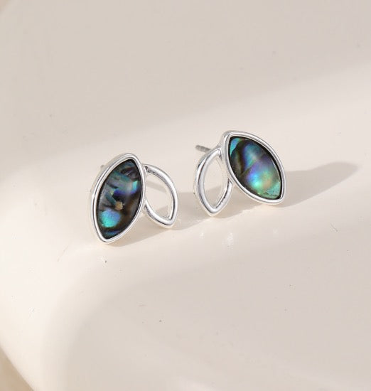 Gracee Jewellery -  Shell And Silver Oval Cut Out - Statement Stud Earring