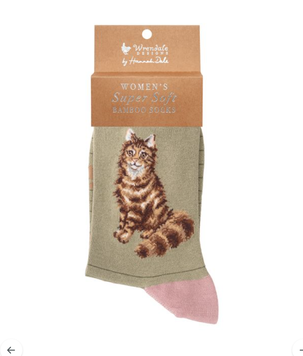'Feline Fabulous' (Cat) Ladies Bamboo Ankle Socks - Wrendale Design