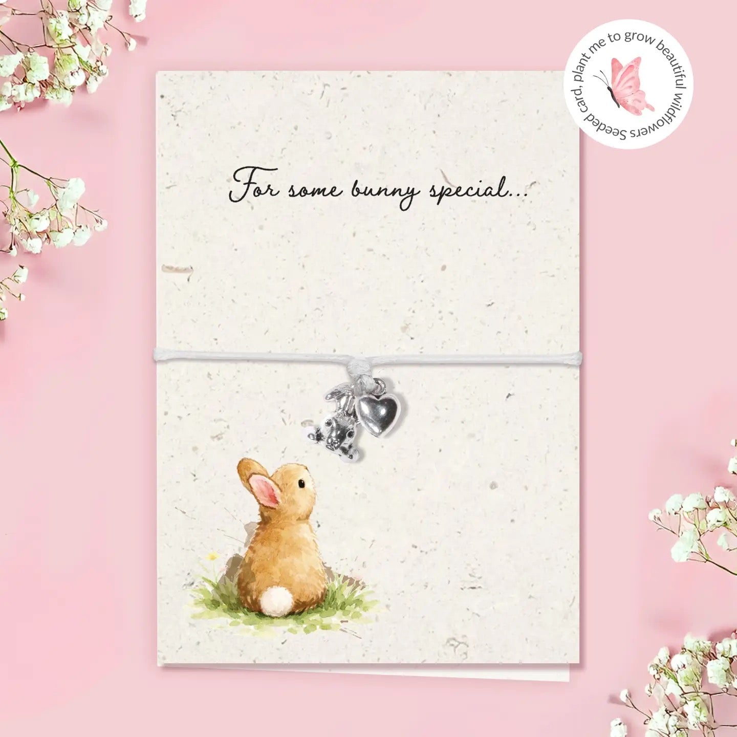 Letterbox Love Seeded Card Bracelet - For Some Bunny Special - Bunny &amp; Heart