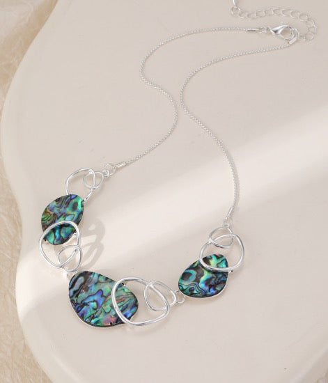 Gracee Jewellery -  Shell Organic Ovals - Silver Necklace