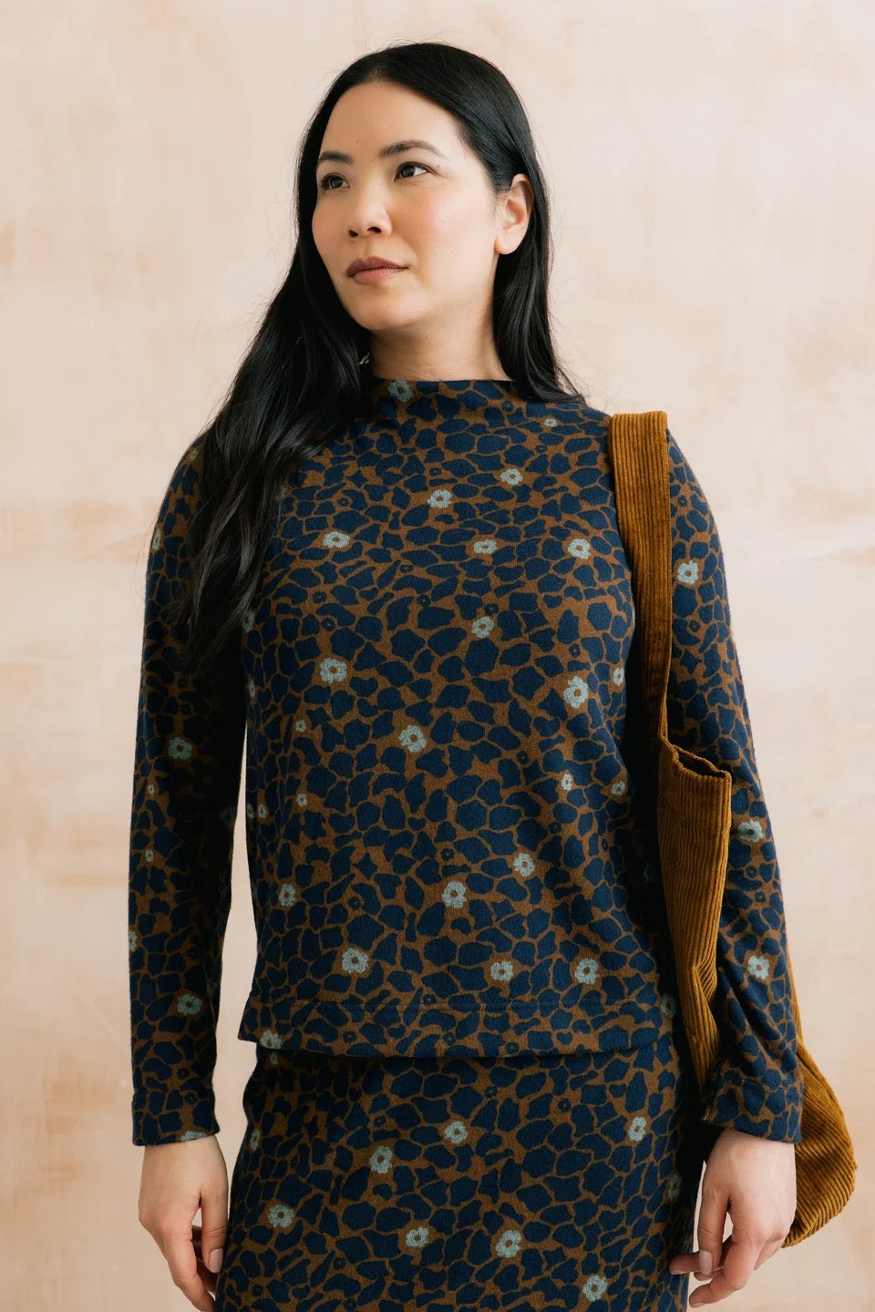 Cairn - Stamp Print Turtle Neck Jumper - Burnt Caramel - Lily &amp; Me
