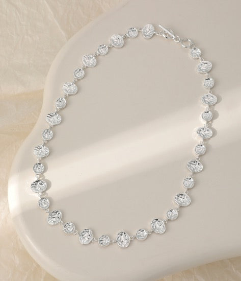 Gracee Jewellery - Hammered Circles &amp; Ovals Link -  T-Bar Full Necklace