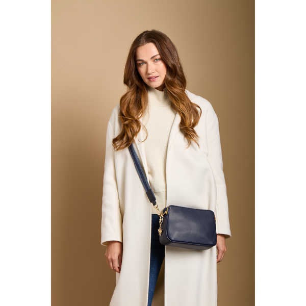Alice Wheeler - Navy - Kensington Double Zip Crossbody Bag