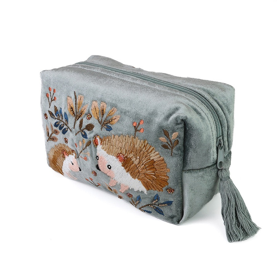 POM - Grey - Hedgehogs - Large Cosmetic/ Make-Up Bag