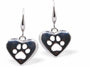 Byzantium-  Silver Heart with Paw Print - Drop Earrings