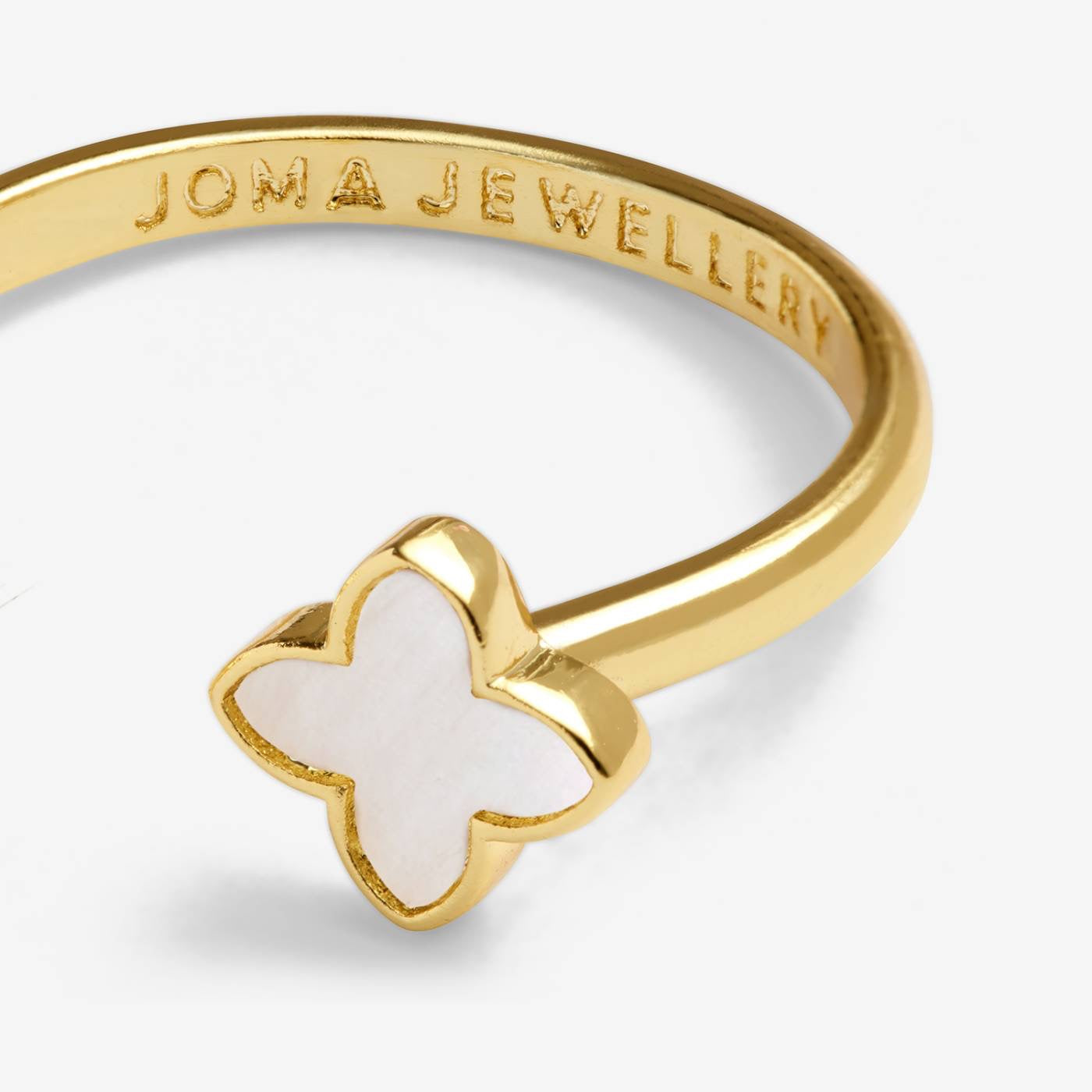 Joma Jewellery - Mother of Pearl Clover Ring  - Gold Plated