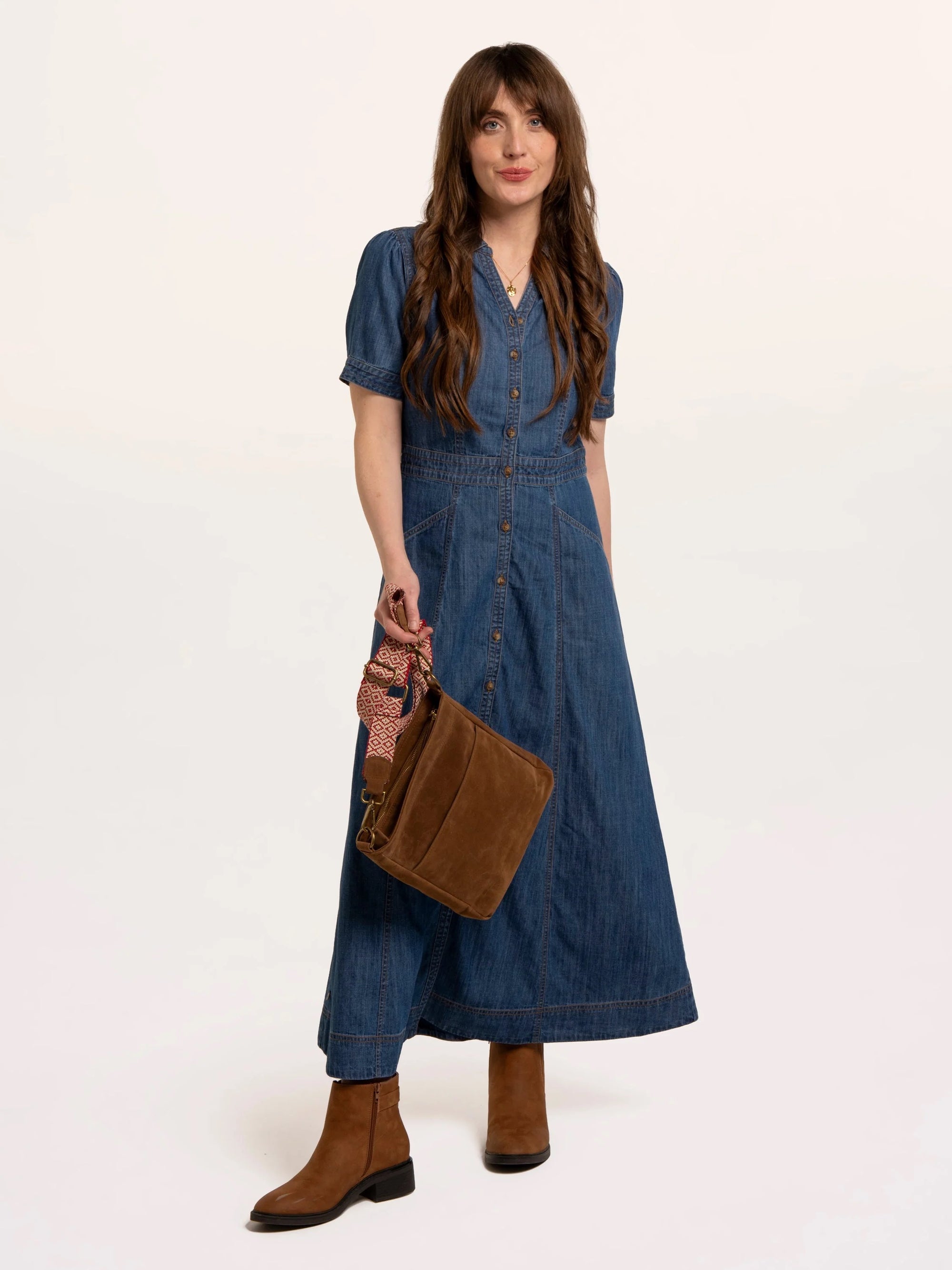 Brakeburn - Apple - Denim Maxi Dress - Mid Wash Blue Denim