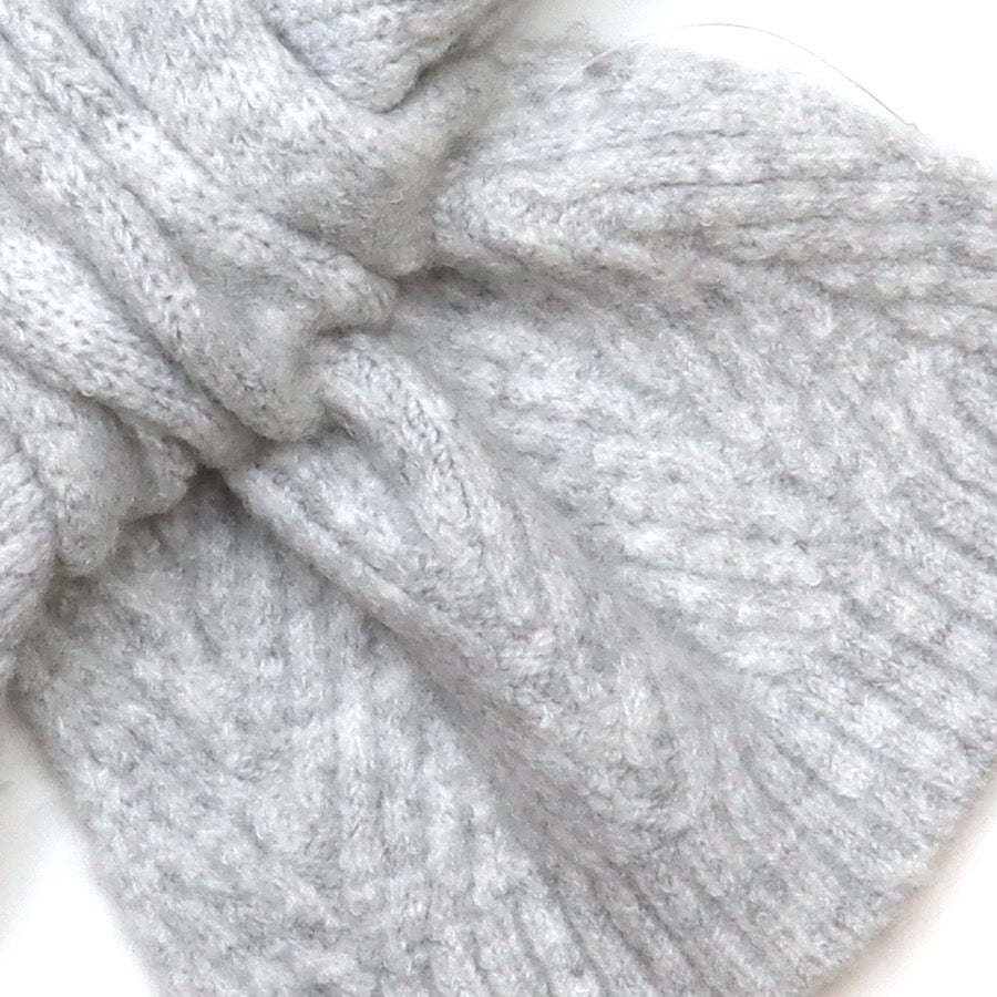 POM - Charlotte - Soft Grey - Herringbone Knit Pull Through Crossover Scarf