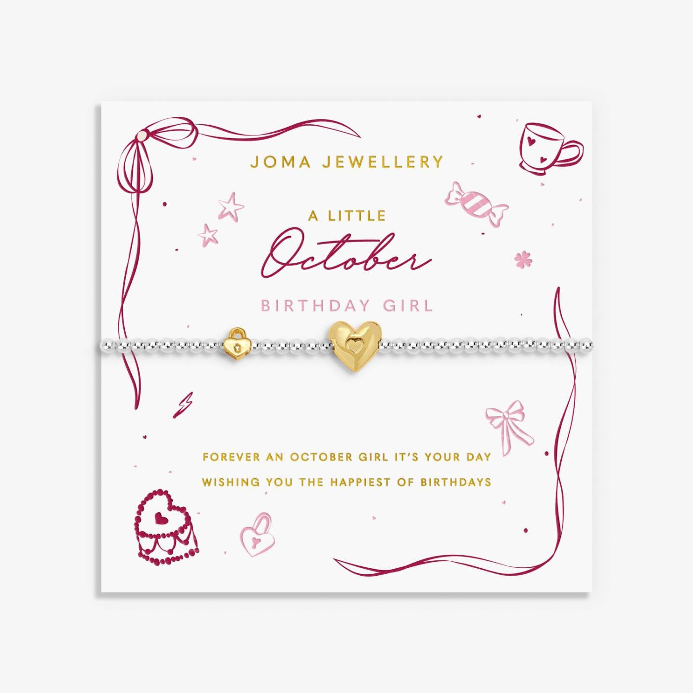 Joma Jewellery - A Little October Birthday Girl - Birth Month - Silver &amp; Gold Plated Bracelet