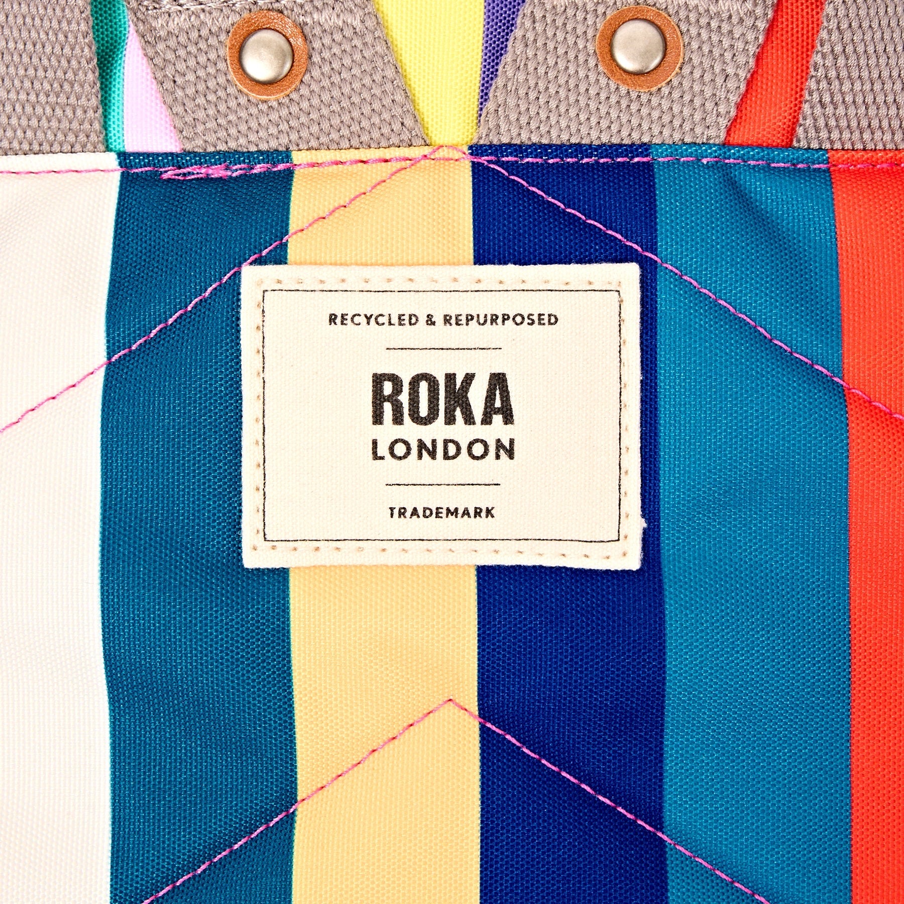 Roka Canfield B Backpack-Recycled Canvas - SMALL - Wide Multi Stripe (Limited Edition)