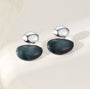 Gracee Jewellery - Charcoal Black Glitter & Silver Pebble Enamel - Statement Drop Earrings - Silver