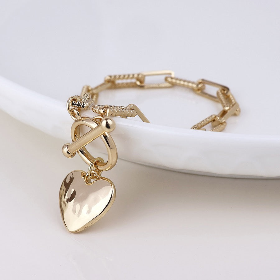 POM - Foundry Heart T-Bar Bracelet- Gold