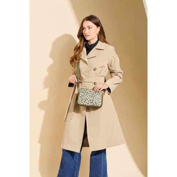 Alice Wheeler- Olive Leopard Print - Soho Dual Double Zip Crossbody Handbag