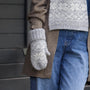 POM - Erica - Grey/White - Scandi Starflower Knitted Cosy Mittens