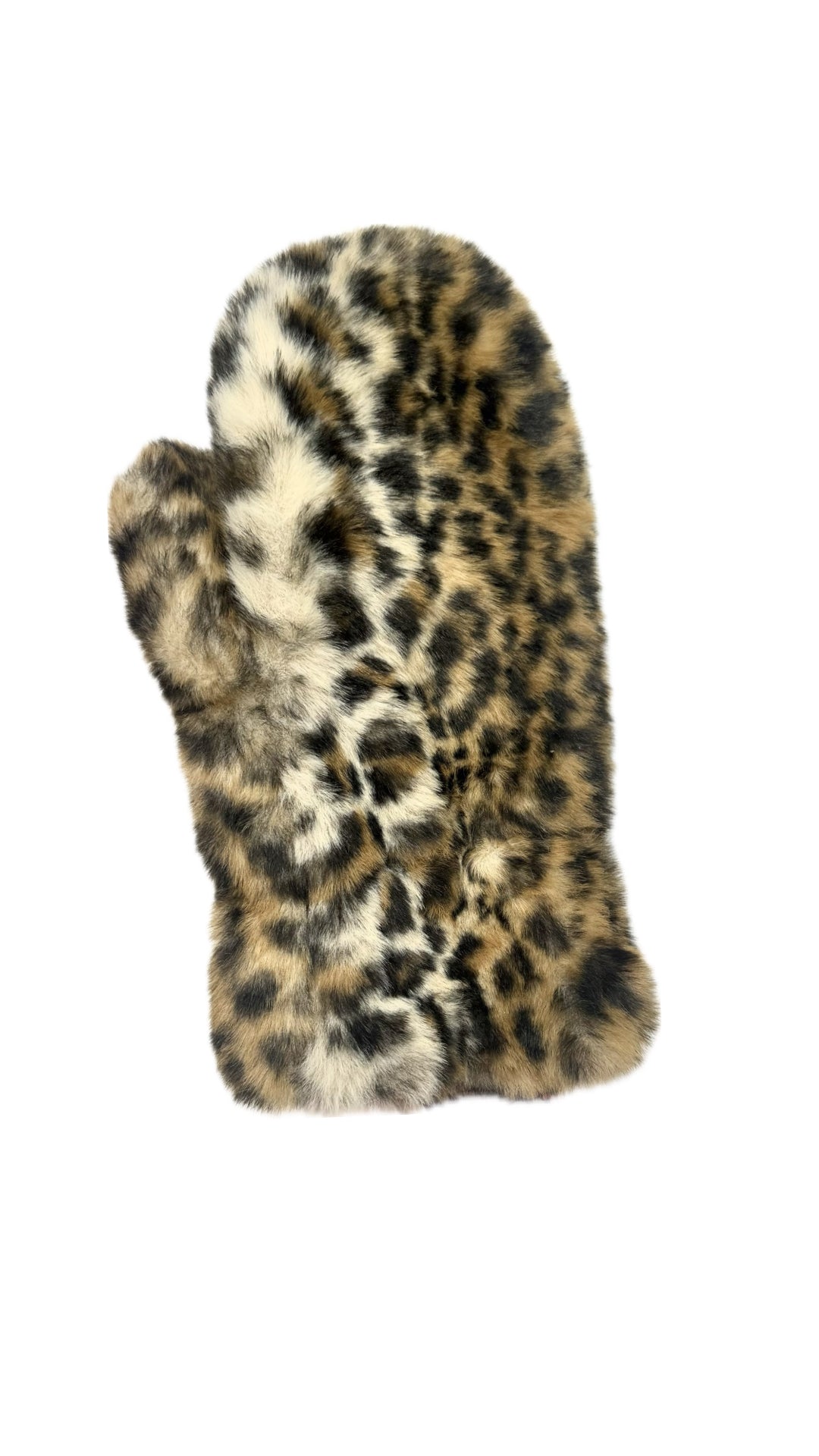 POM - Natalia - Ladies Faux Fur Mittens - Leopard Animal Print