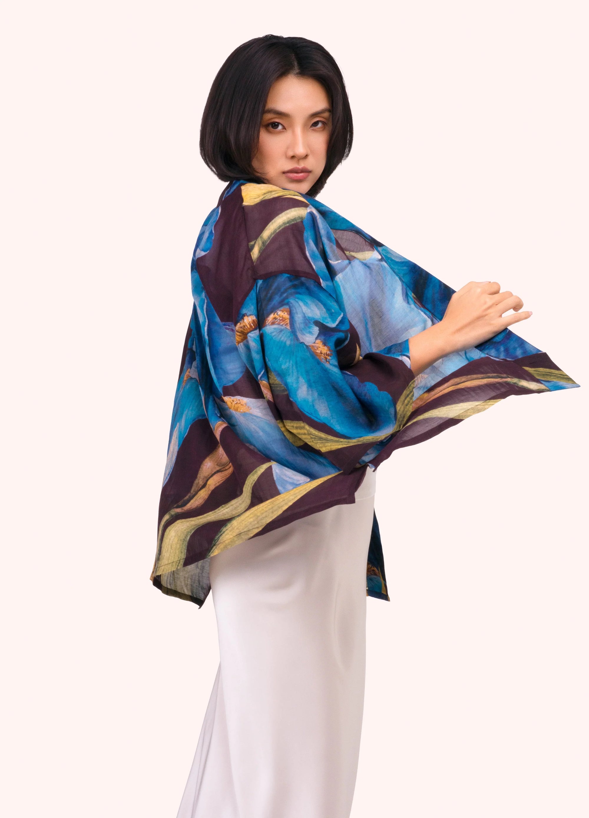 Powder - Iris -  Short Kimono Jacket - Blue/Multi