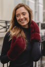 Park Lane - Ladies Faux Fur Mittens - Red Mahogany