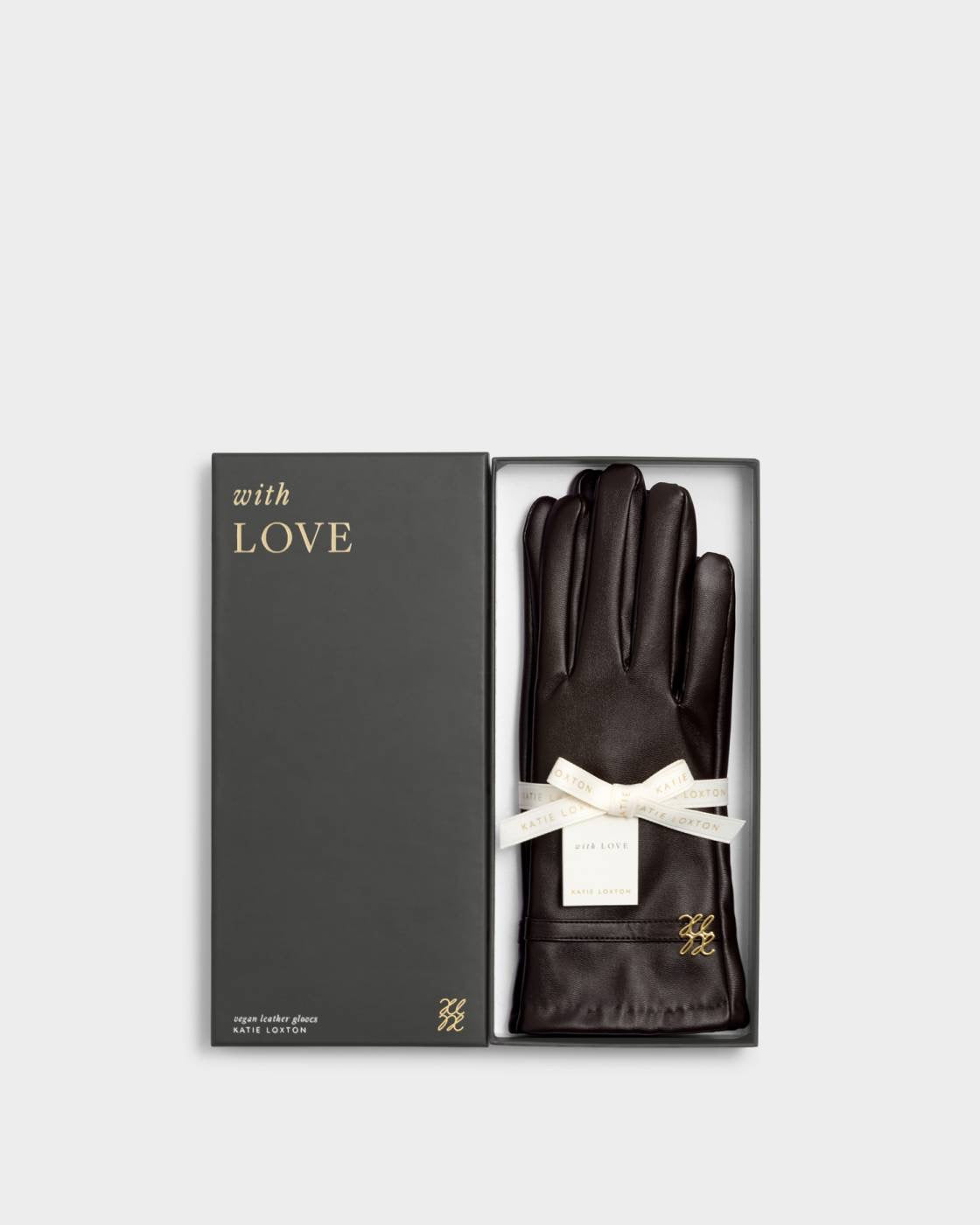 Katie Loxton - Gift Boxed - Faux Leather Gloves - Chocolate