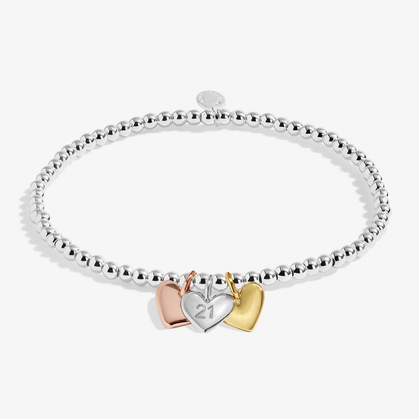 Joma Jewellery - Charmed Moments - A Little 'Happy 21st Birthday' - Three Tone Charm Bracelet
