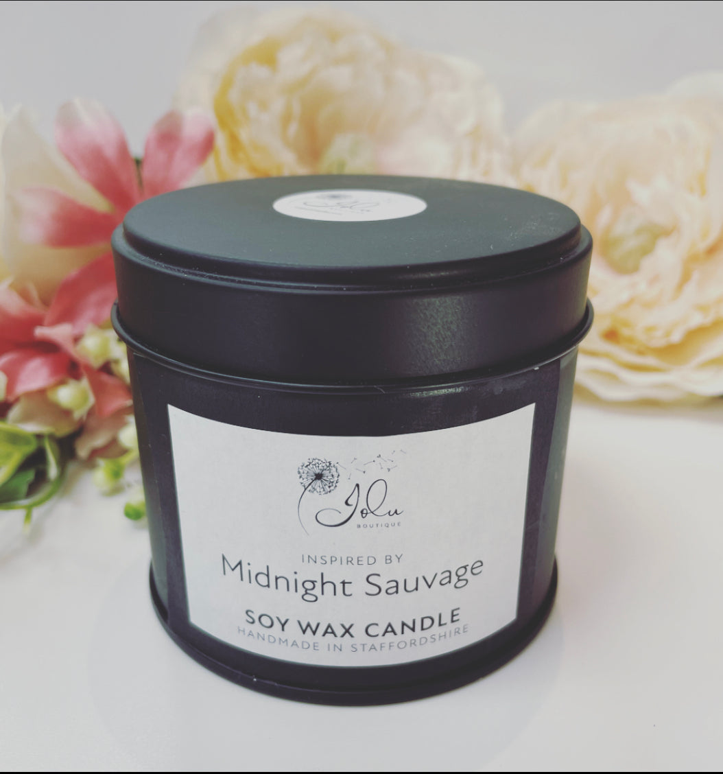 Jolu Boutique Midnight Sauvage Soy Wax Candle - Black Tin