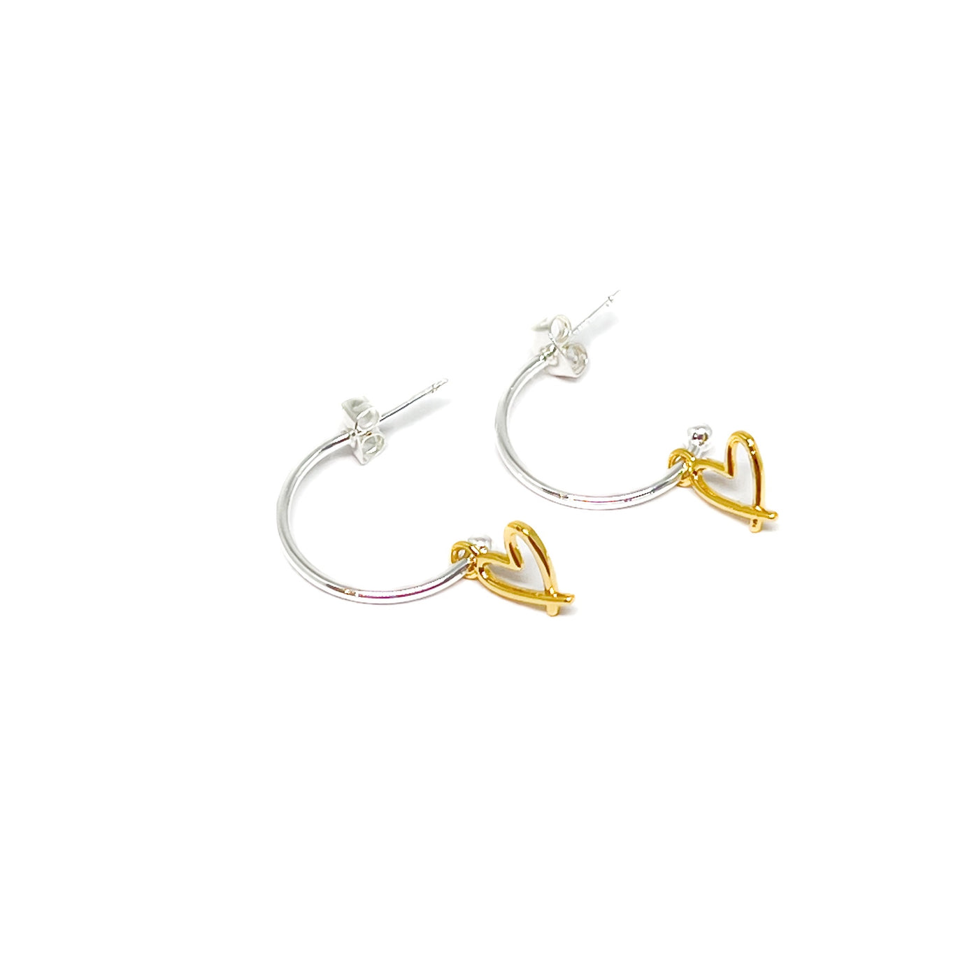 Cora Heart Charm Hoop Earrings - Gold - Clementine Jewellery