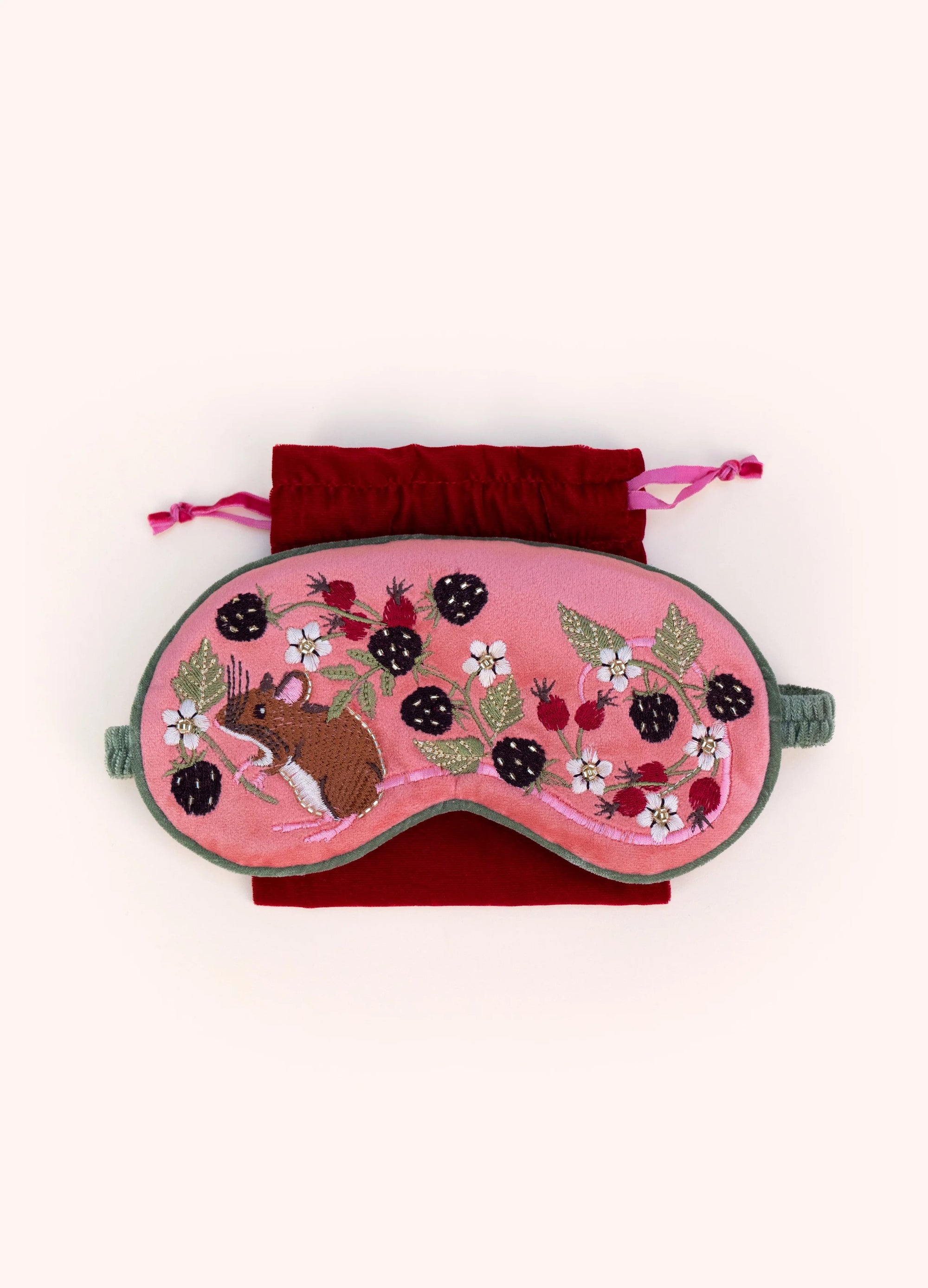 Powder Luxury Velvet Eye Mask - Mouse - Dusky Pink