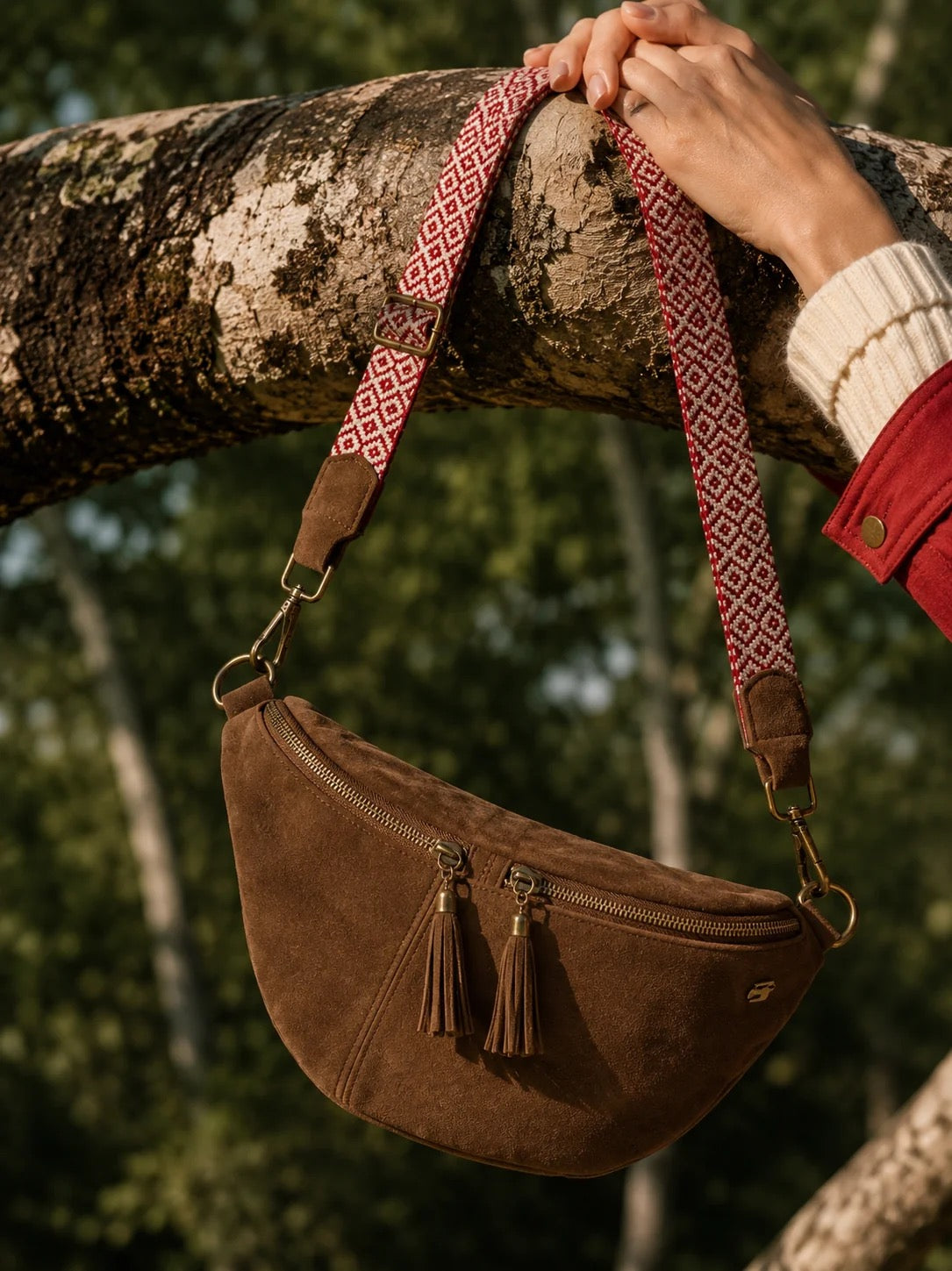 Brakeburn - Florence - Faux Suede Medium Sling/Crossbody Bag - Tan Brown