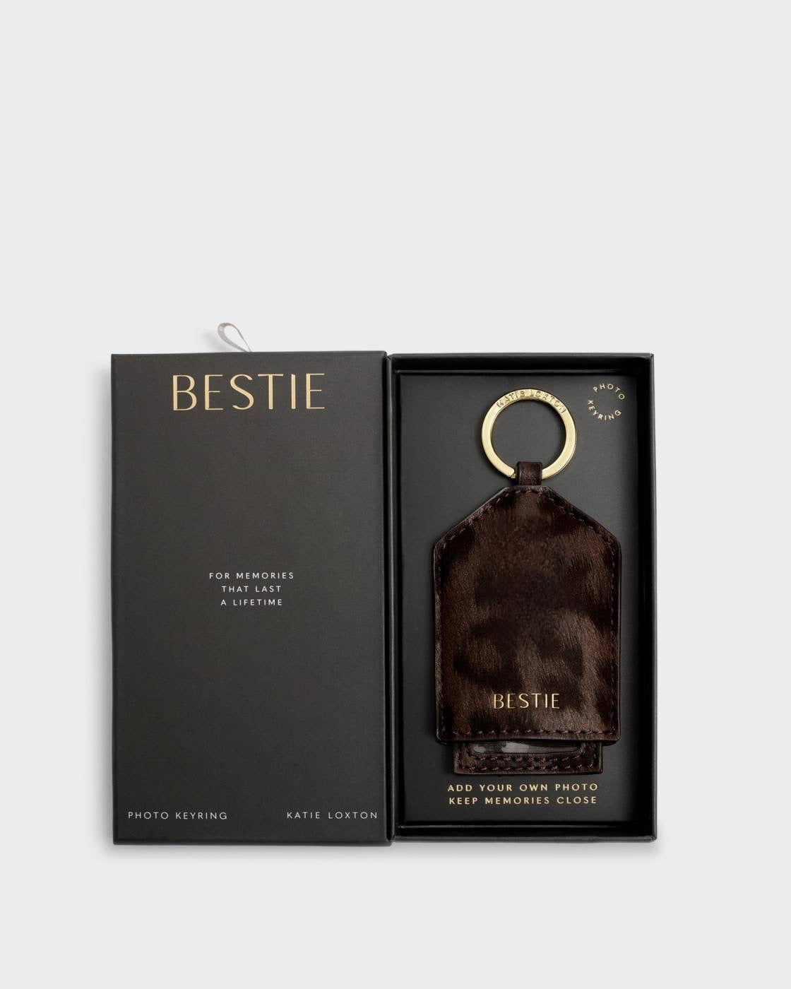 Katie Loxton - Bestie - Gift Boxed Photo Keyring - Chocolate Leopard