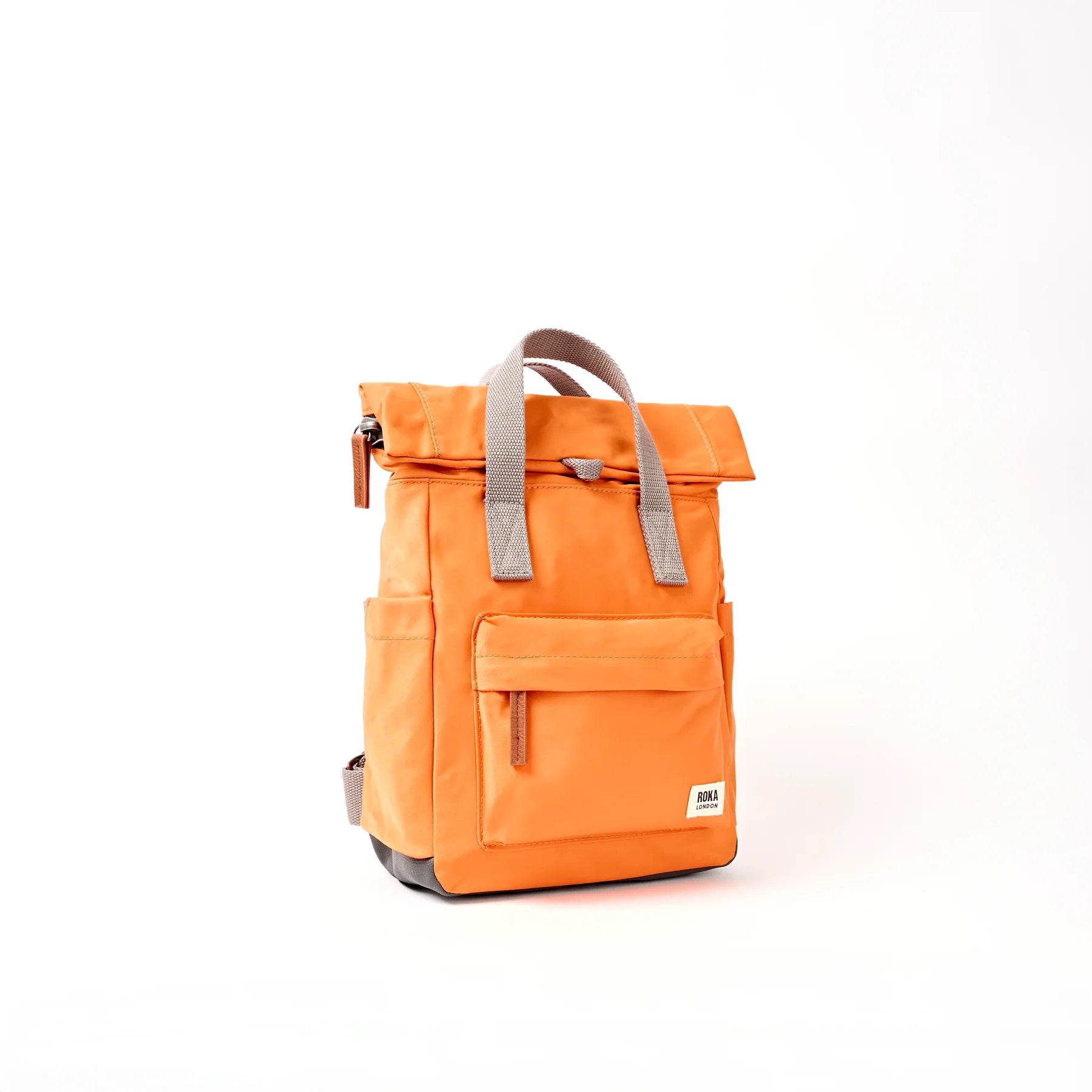 Roka Canfield Roll Top- Recycled Nylon - Small Backpack - Jaffa Orange
