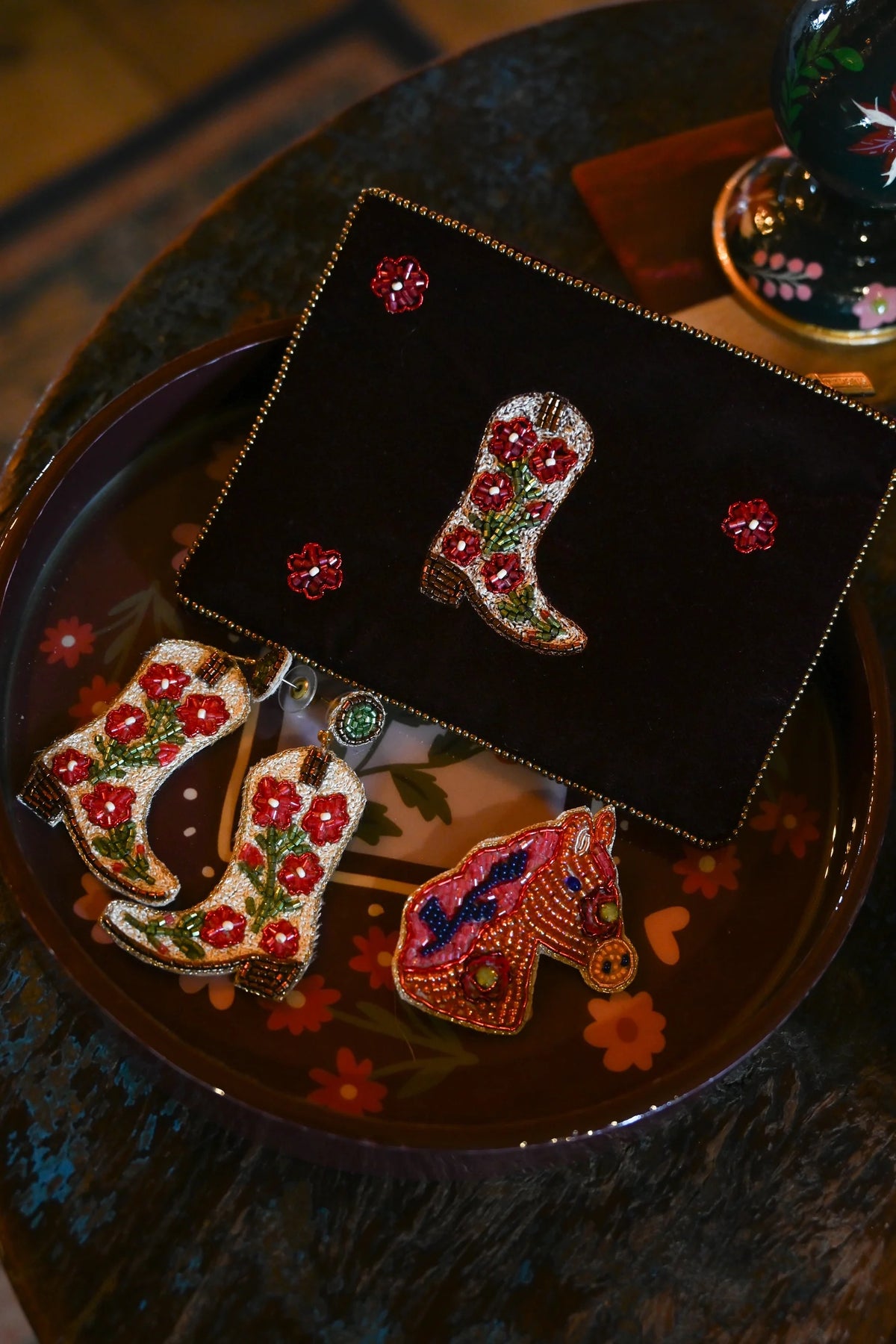 My Doris - Cowgirl Boot - Dark Plum Small Pouch