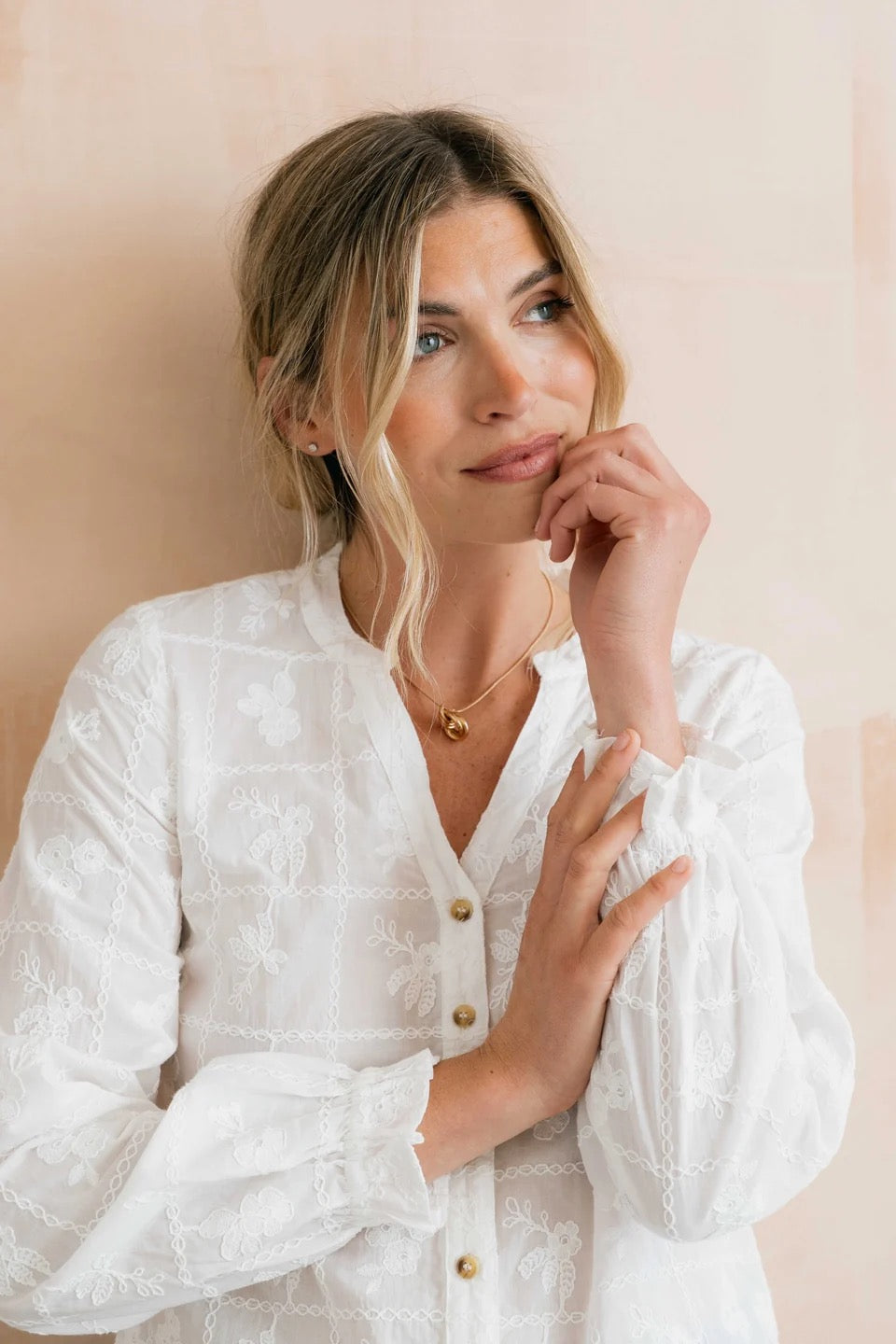 Pintail Blouse - Embroidered Patchwork - White - Lily &amp; Me