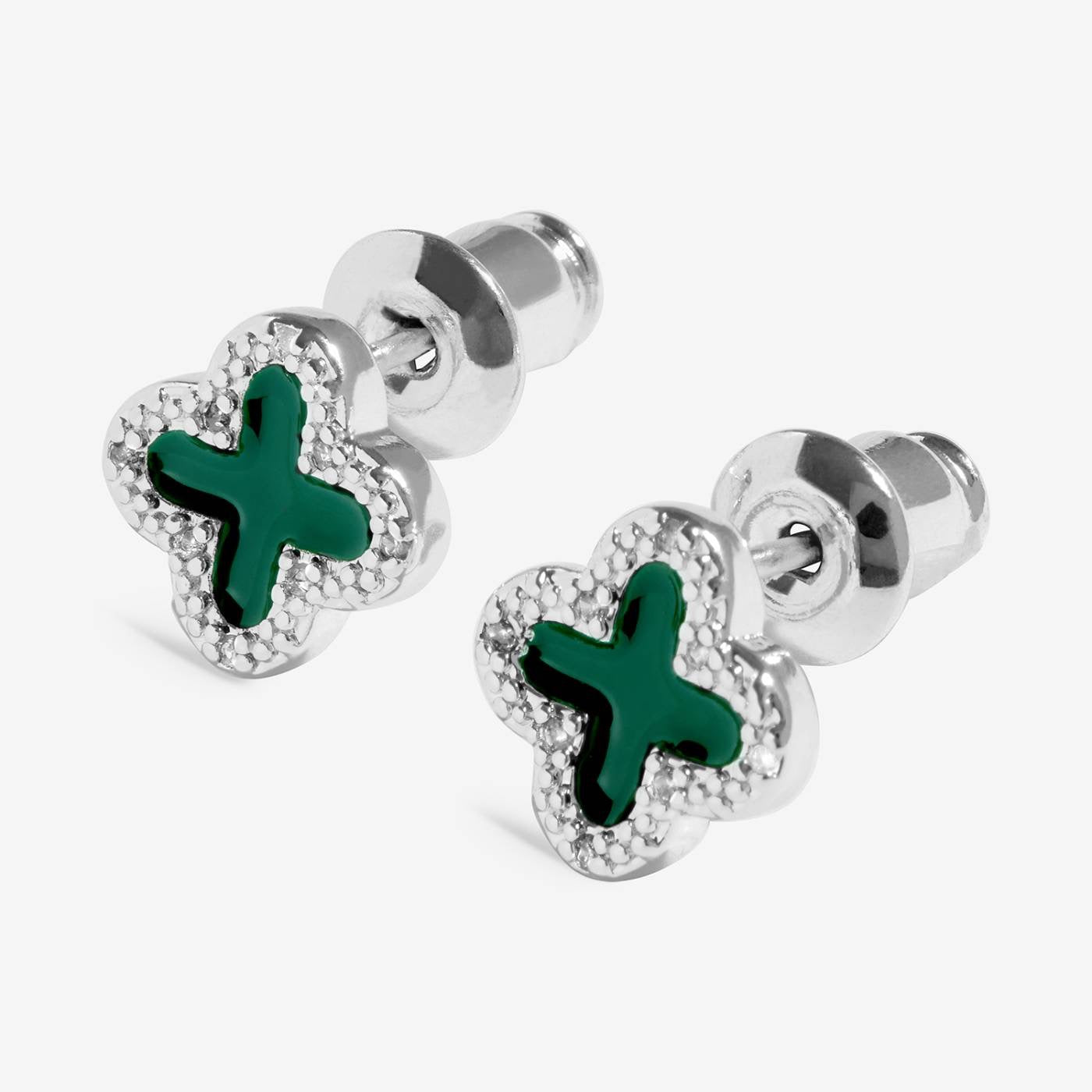 Joma Jewellery Moments to Shine - Lucky - Silver Plated Boxed Clover Stud Earrings