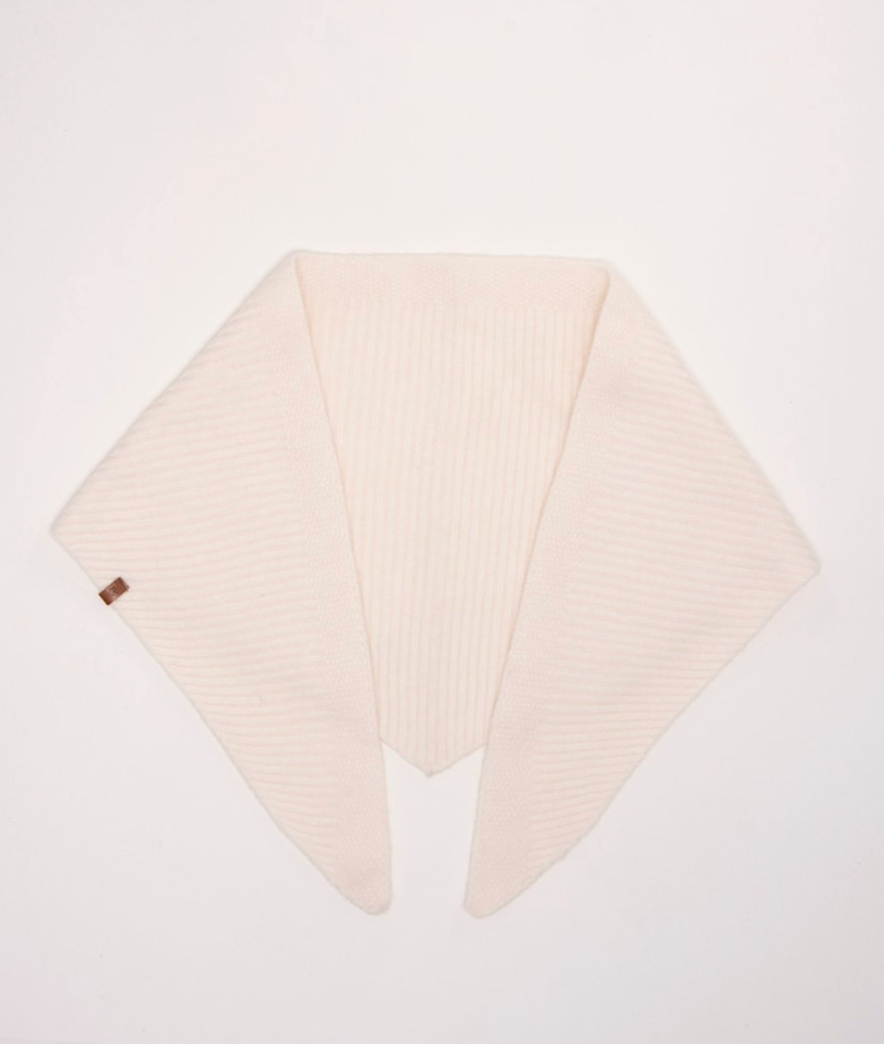 Brakeburn - Stellar Pointelle Rib Knitted - Triangle Scarf - Cream