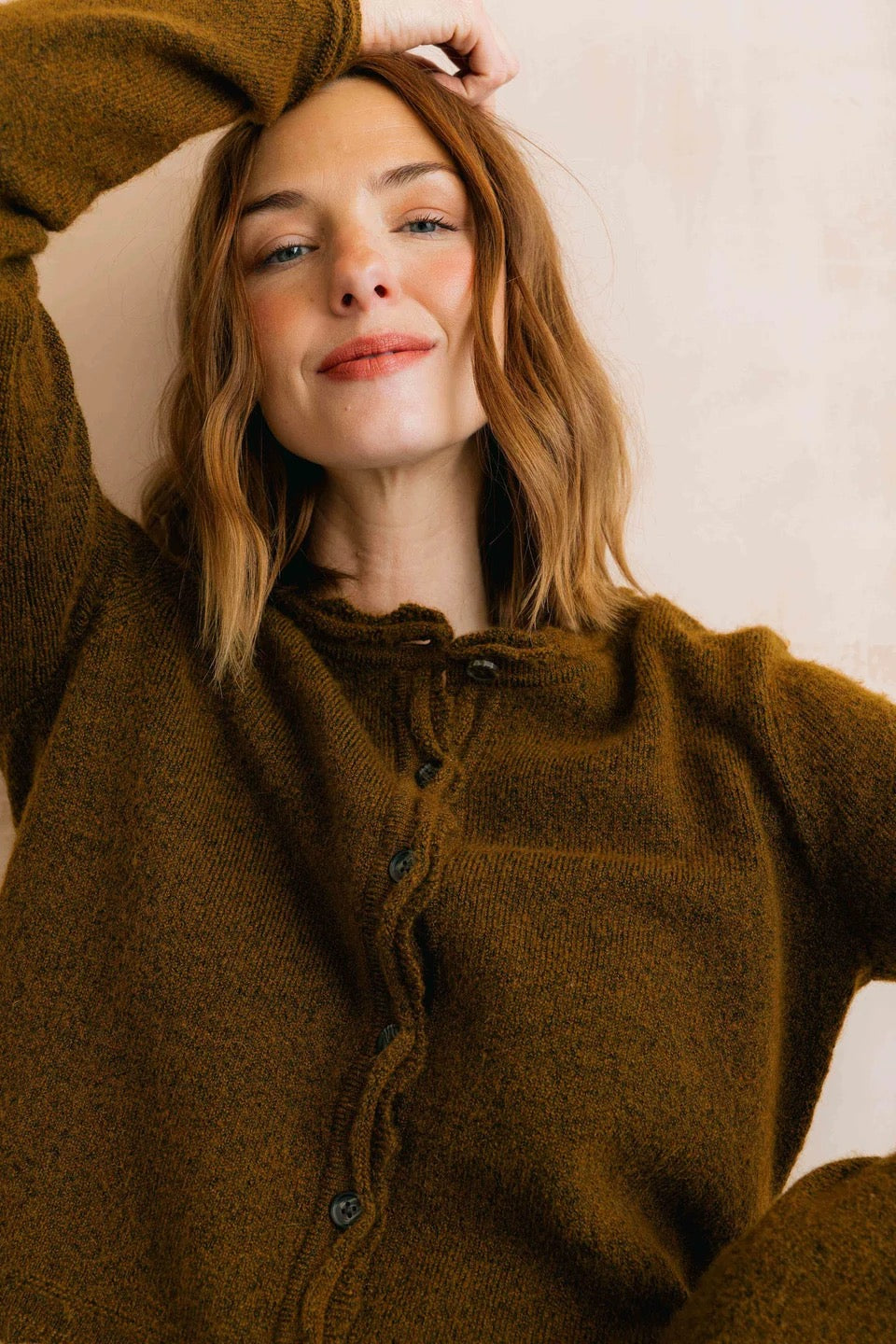 Elodie - Scallop Neck Outfitter Knit Cardigan - Burnt Caramel - Lily &amp; Me