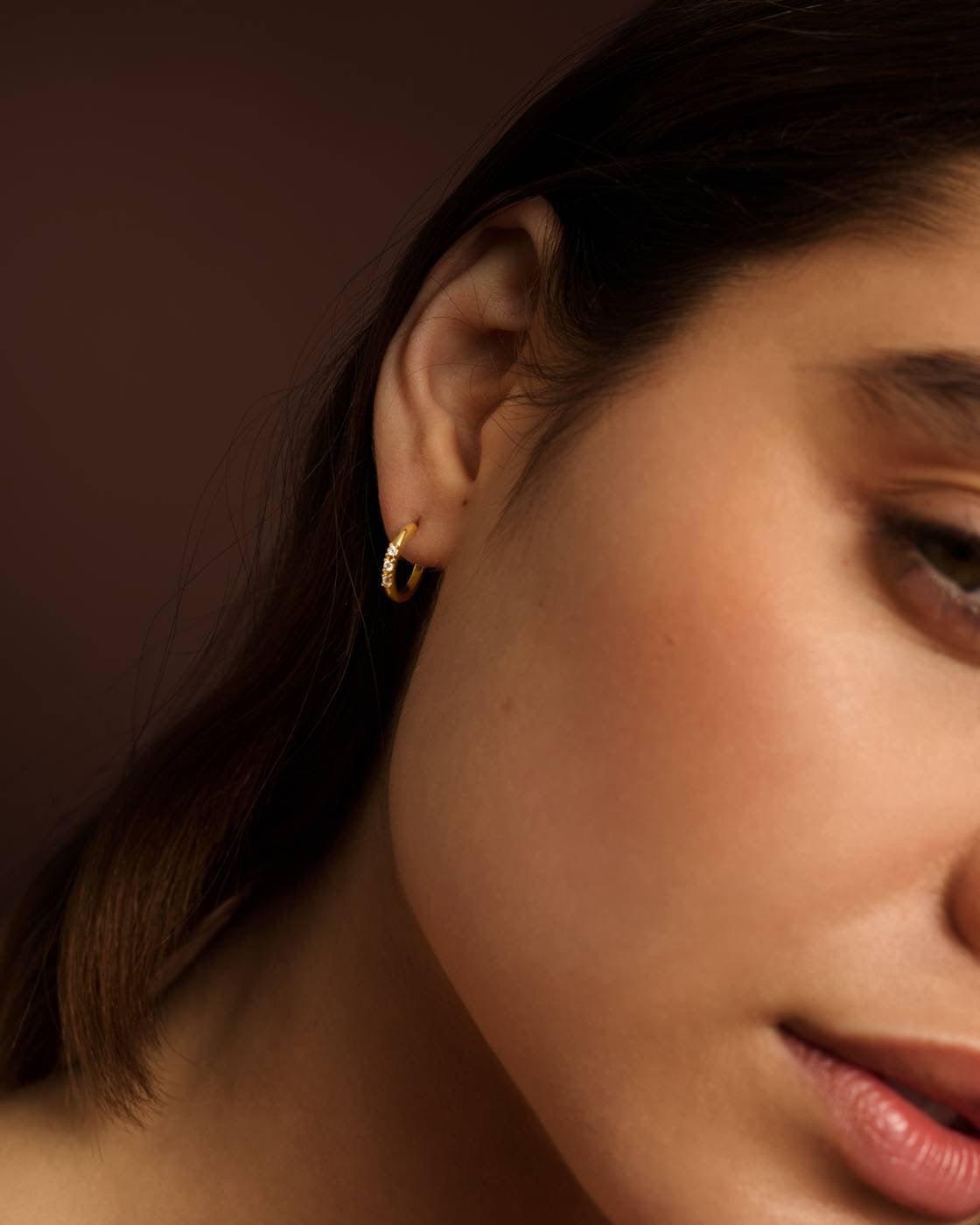 Katie Loxton Waterproof Jewellery - Lumira- Gold Sparkly Hoop Earrings