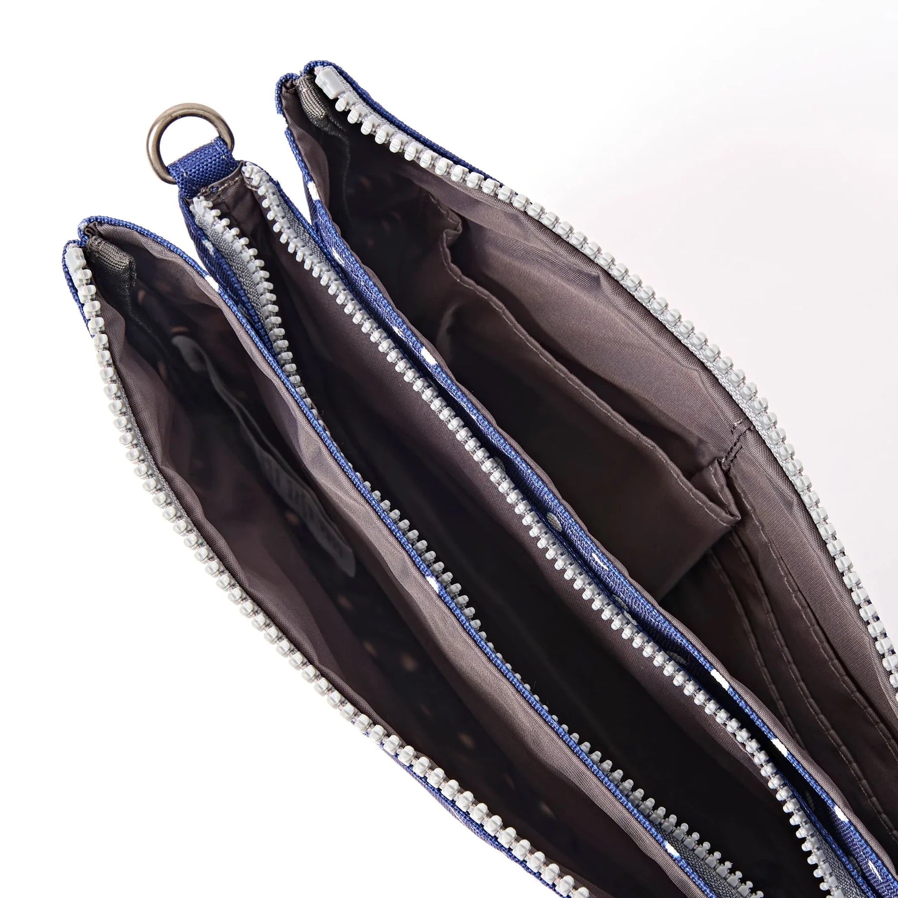 Roka Carnaby XL Crossbody-Recycled Canvas - Navy Polka Dot