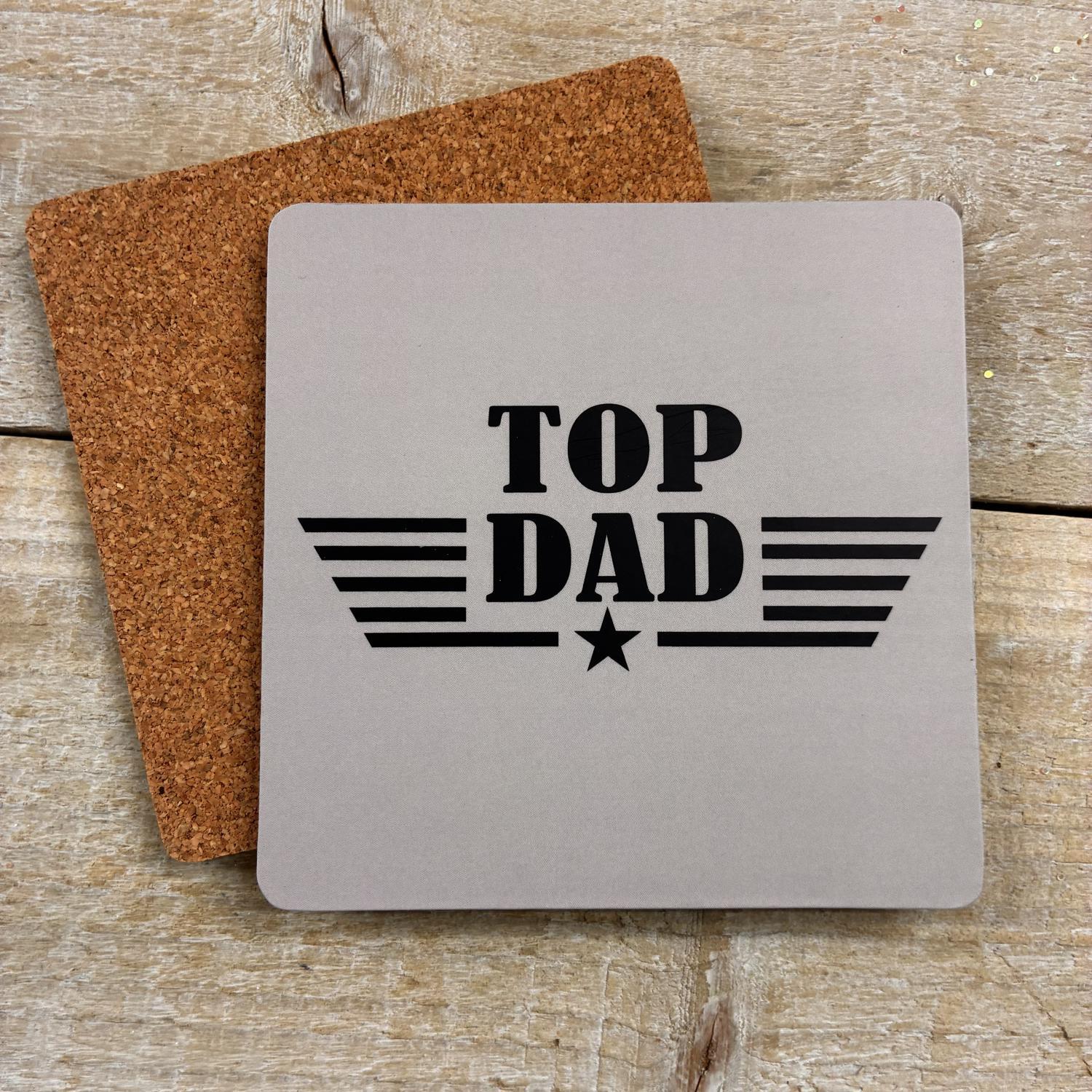 Top Dad Coaster - White Cotton