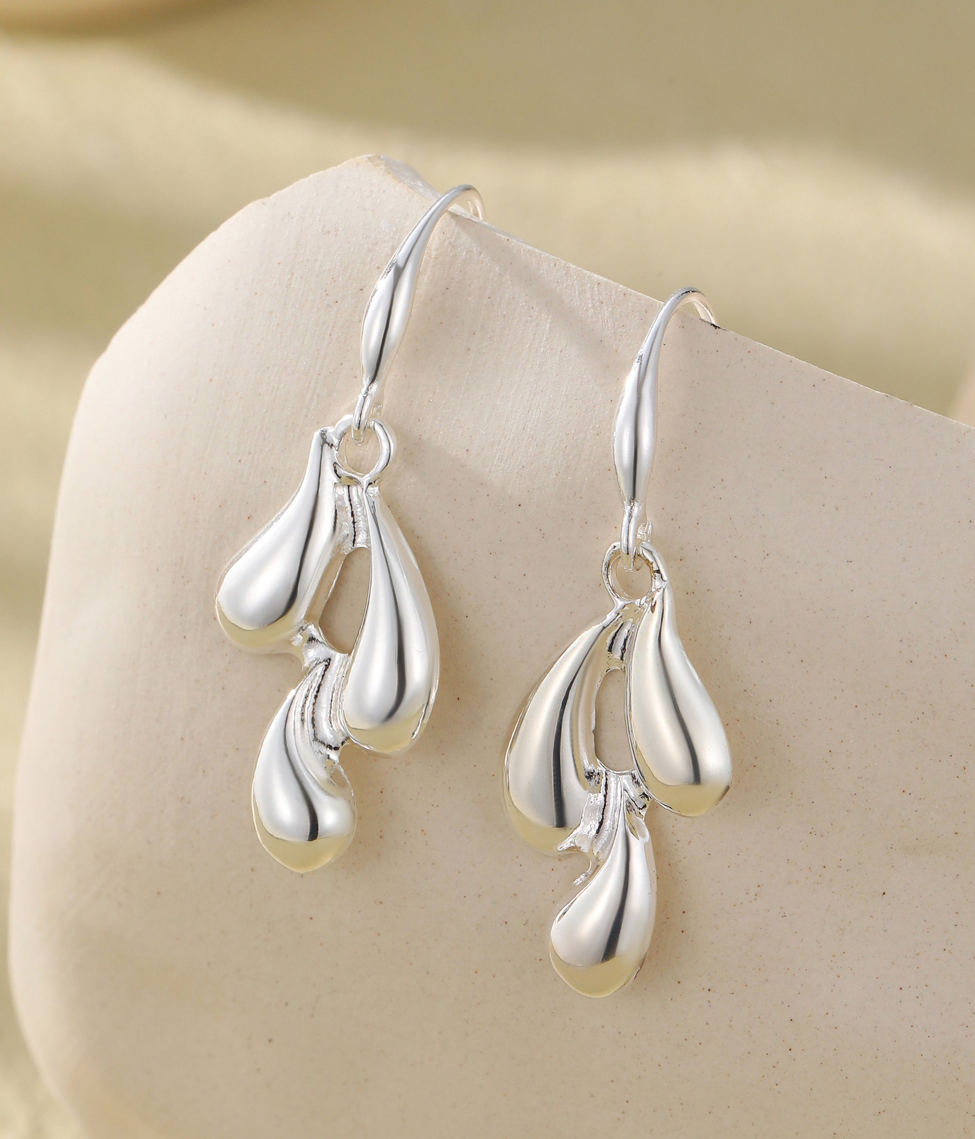 Gracee Jewellery - Silver Teardrop Trio - Dangly Earrings