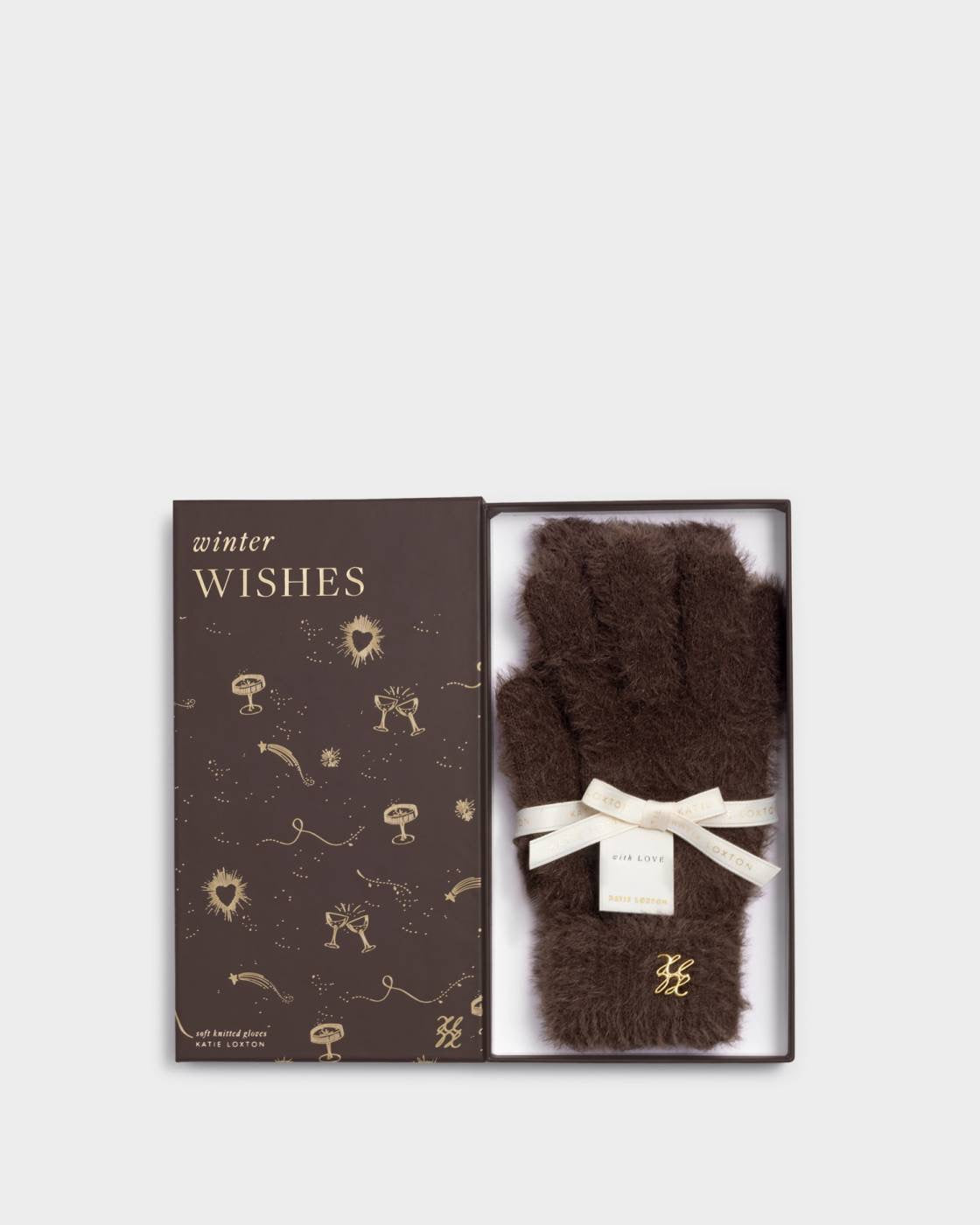Katie Loxton - Gift Boxed - Soft Knit Gloves - Chocolate