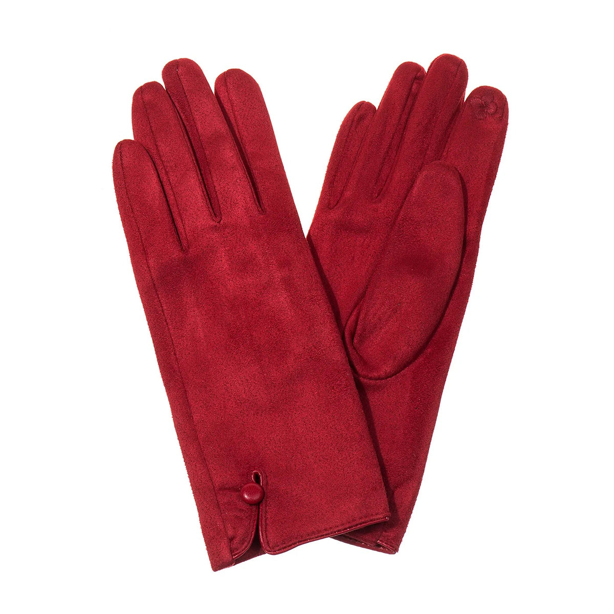 Park Lane - Poppy Red - Single Button Detail Faux Suede - Ladies Gloves