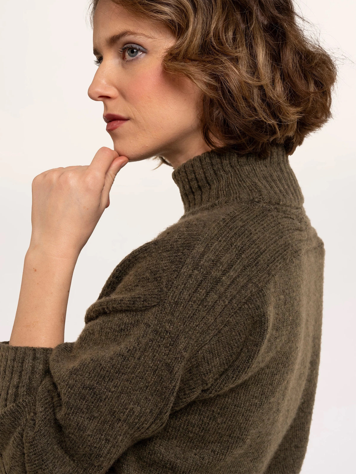Brakeburn - Signe - Stitch Detail Knitted Roll Neck Jumper - Green