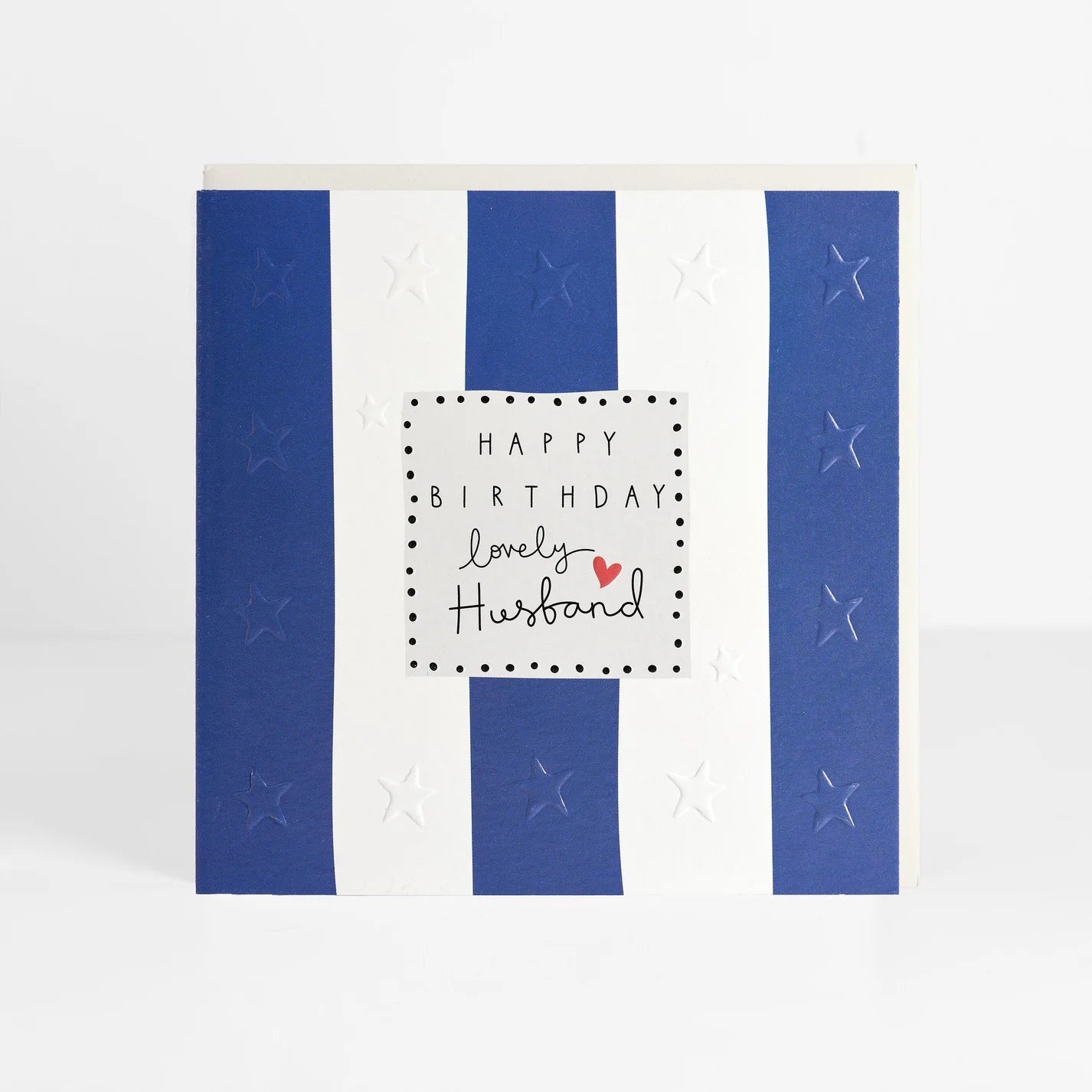Happy Birthday Lovely Husband Blue &amp; White Stars &amp; Stripes - Birthday Card- Belly Button