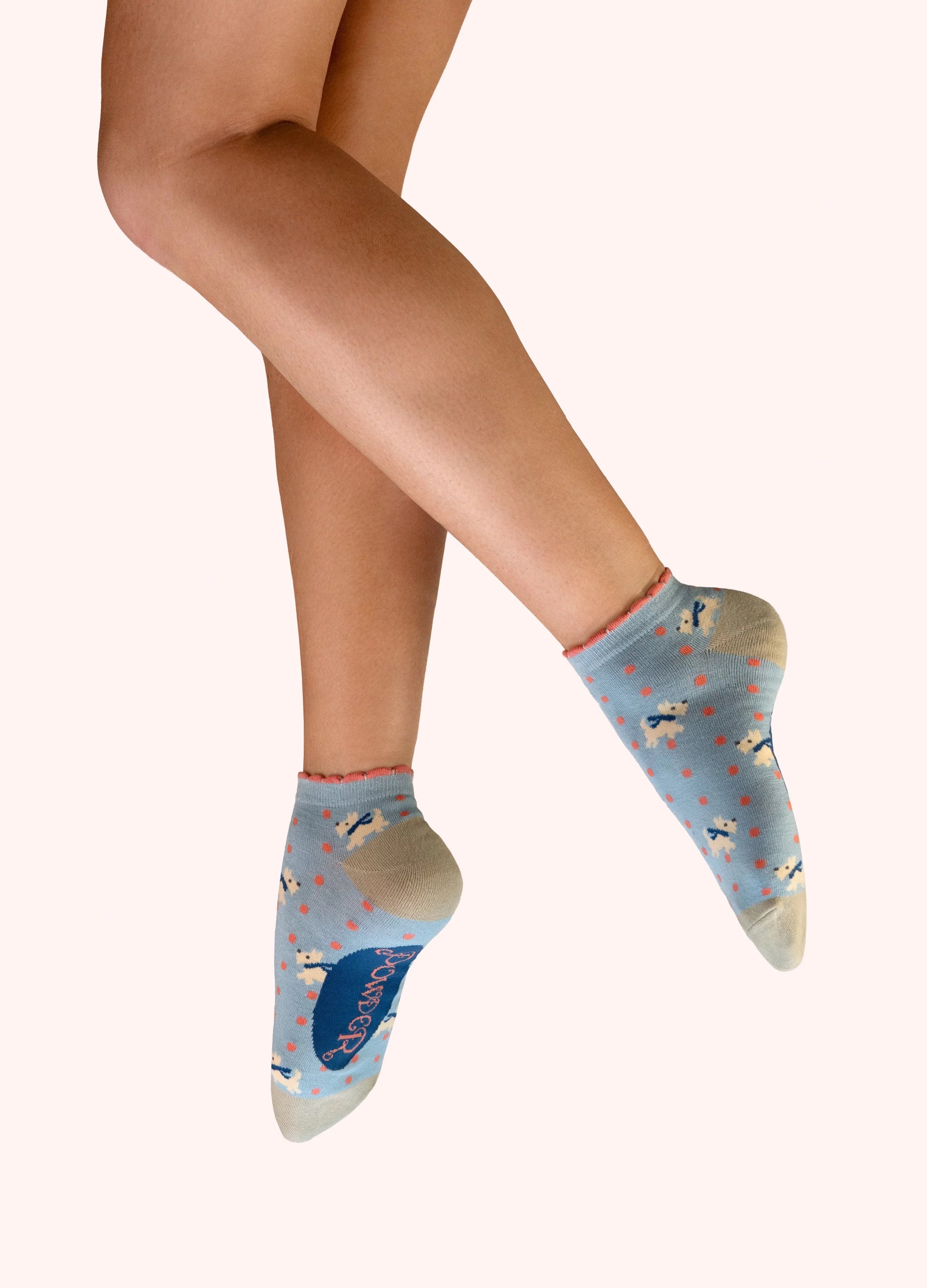 Powder - Wooly Westies - Ladies Bamboo Trainer Socks - Pale Blue