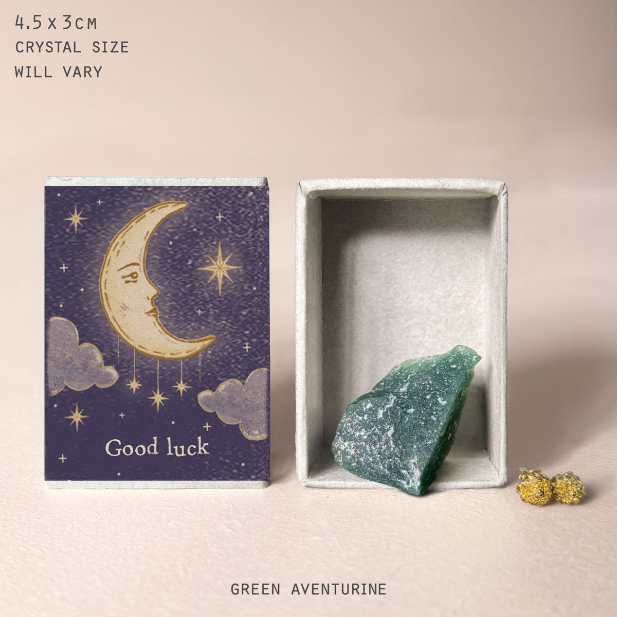 East of India Matchbox - Celestial - Crystal Ornament - Good Luck (Green Adventurine)