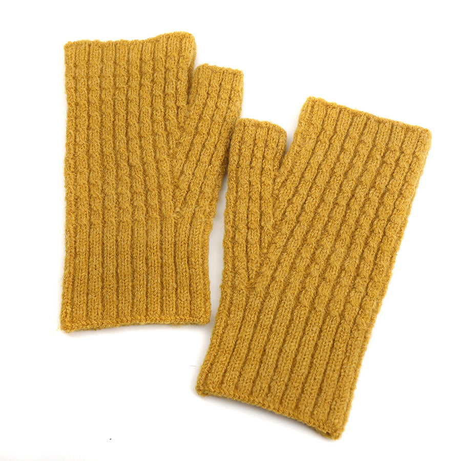 POM Mustard Yellow Recycled Blend Classic Ribbed Wrist Warmers