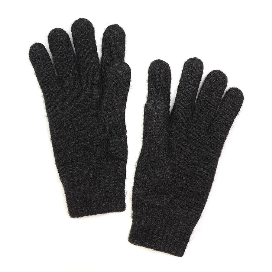 POM Men's Alpaca Blend Knitted Gloves - Black