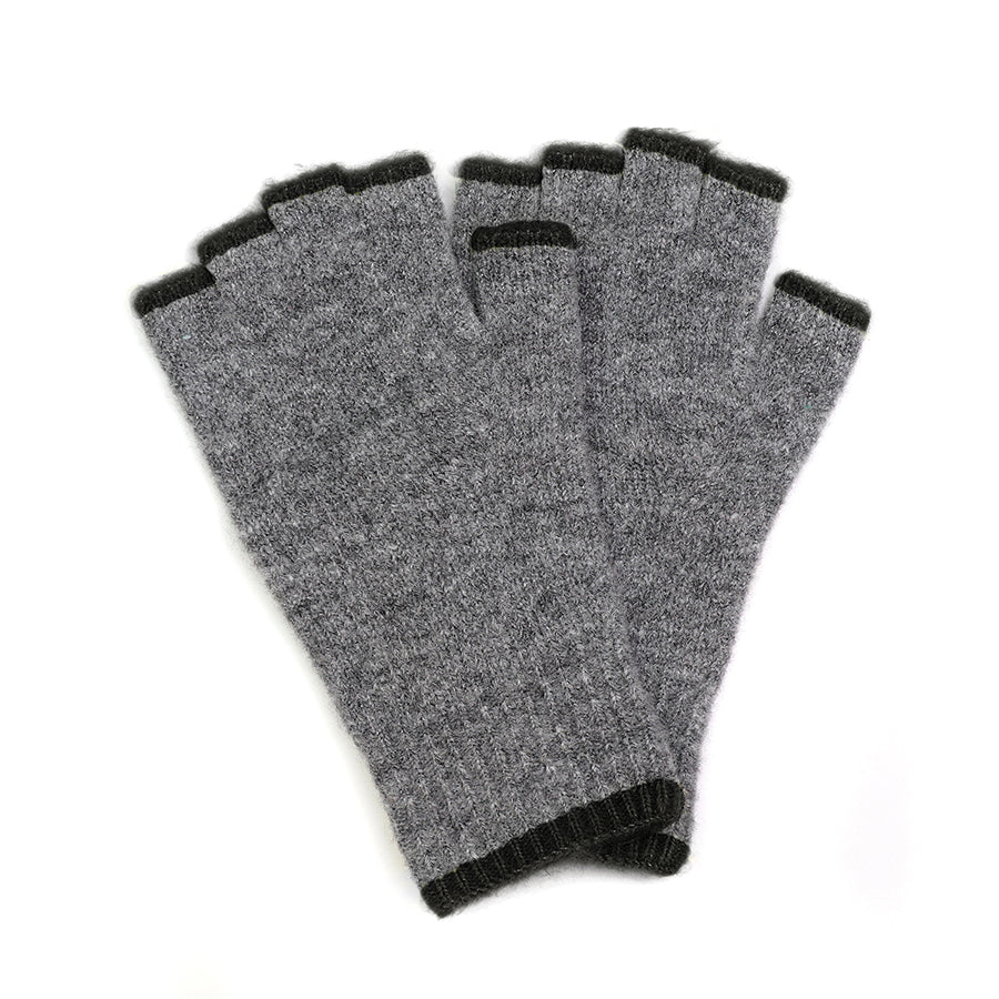 POM Men's Wool Fingerless Gloves - Grey/Black